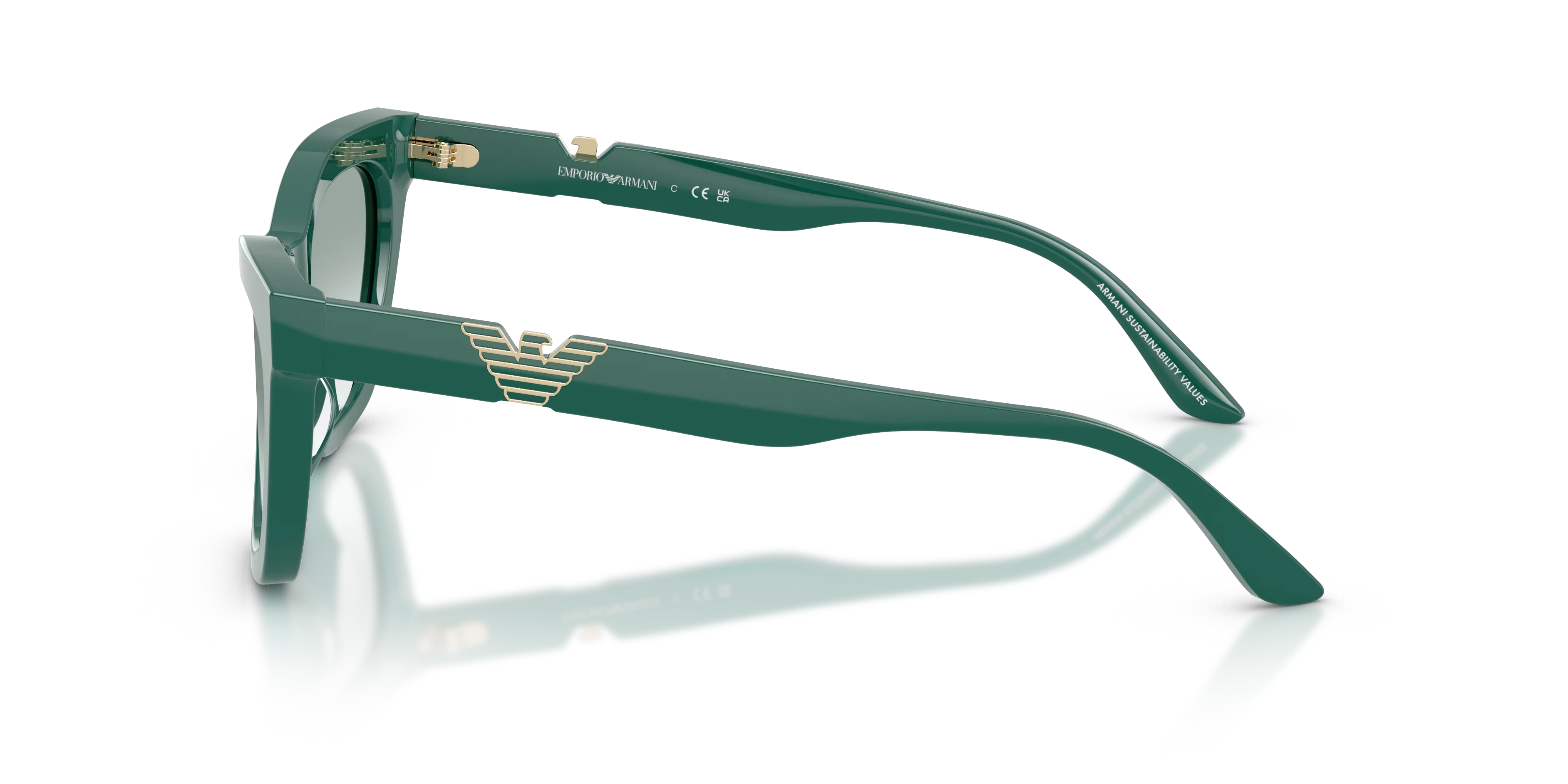 Emporio Armani EA4259U 63248E Occhiali da sole Acetato Verde Verde Cat Eye Normale Sfumato - immagine 4