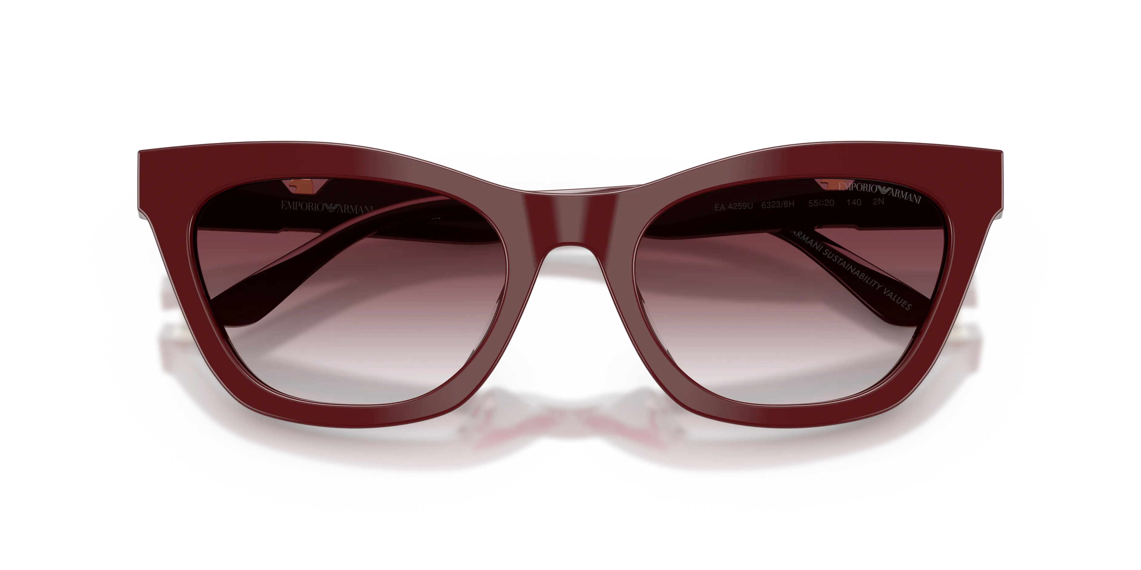 Emporio Armani EA4259U 63238H Occhiali da sole Acetato Rosso Viola Cat Eye Normale Sfumato - immagine 2