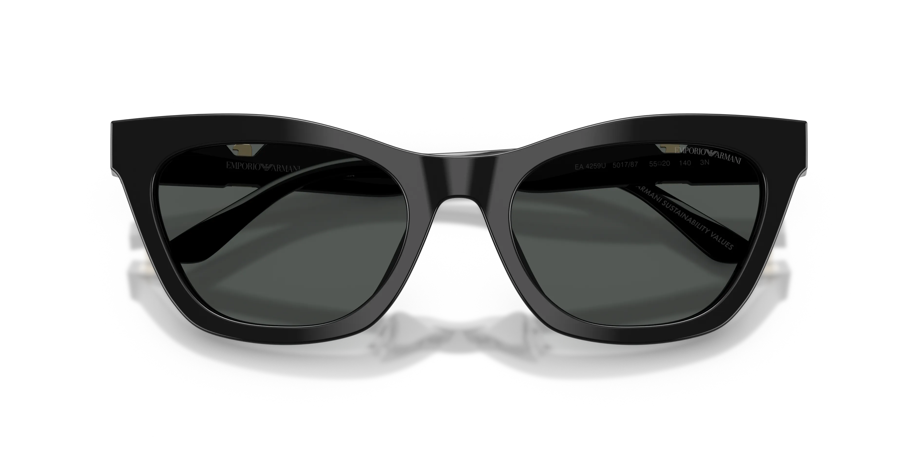 Emporio Armani EA4259U 501787 Occhiali da sole Acetato Nero Grigio Cat Eye Normale - immagine 2