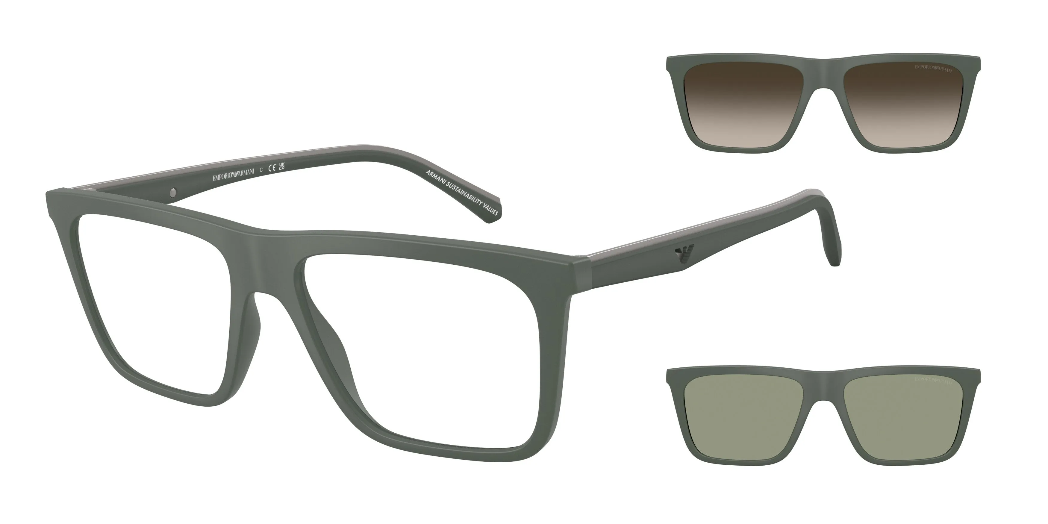 Emporio Armani EA4258 63121W Occhiali da sole Iniettato Verde Trasparente Squadrata Normale - immagine 1
