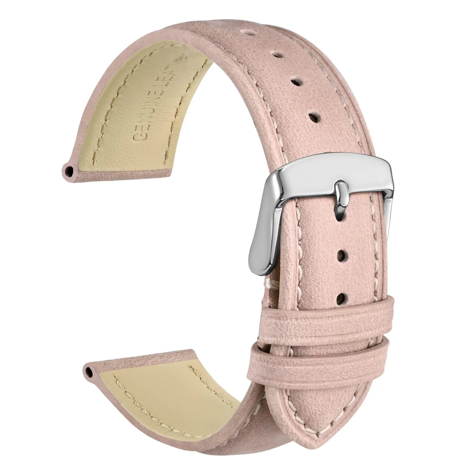 WOCCI 16mm Vintage Cinturino Orologio in Pelle con Fibbia Argento, Cinturino di Ricambio (Rosa) - immagine 1