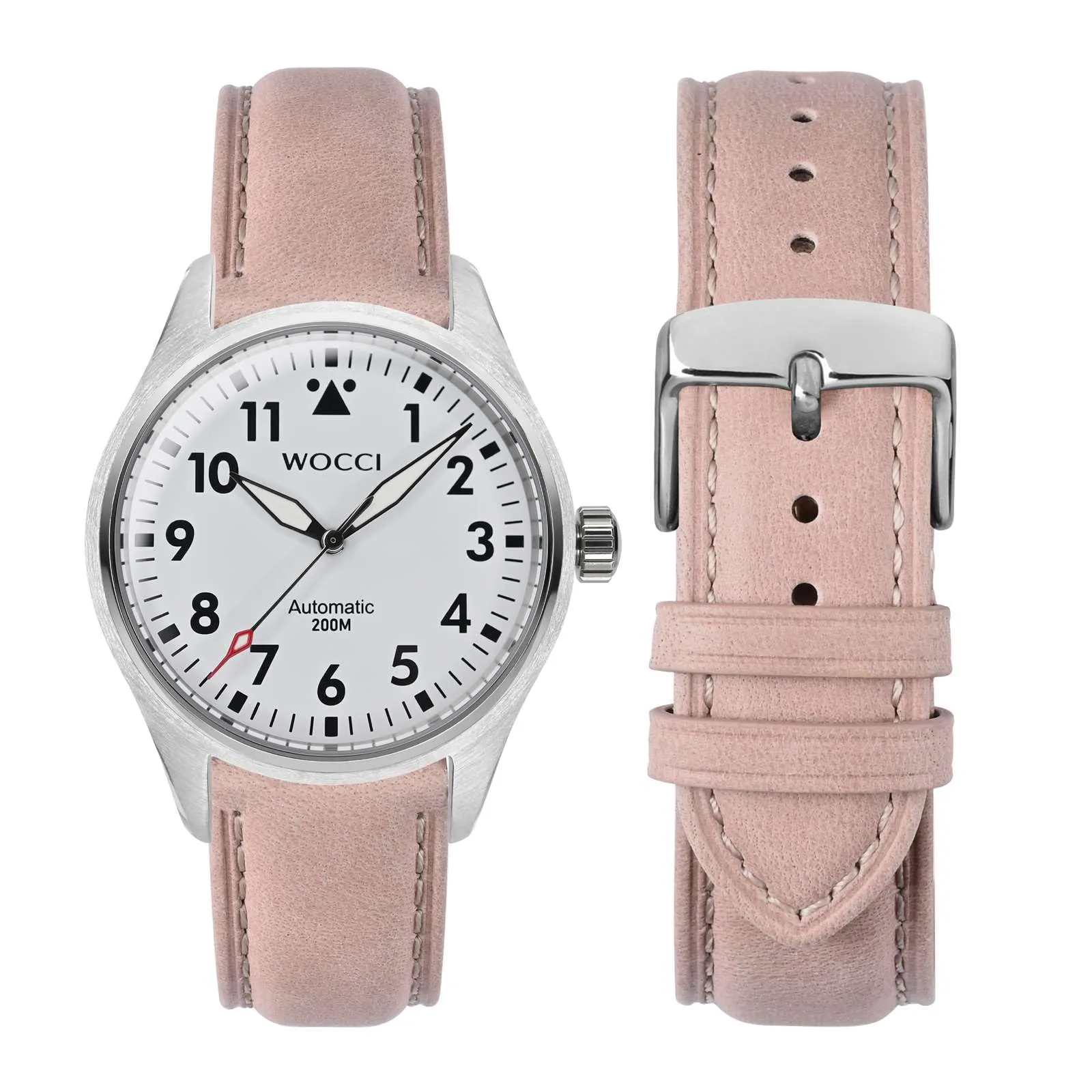 WOCCI 14mm Vintage Cinturino Orologio in Pelle con Fibbia Argento, Cinturino di Ricambio (Rosa) - immagine 7