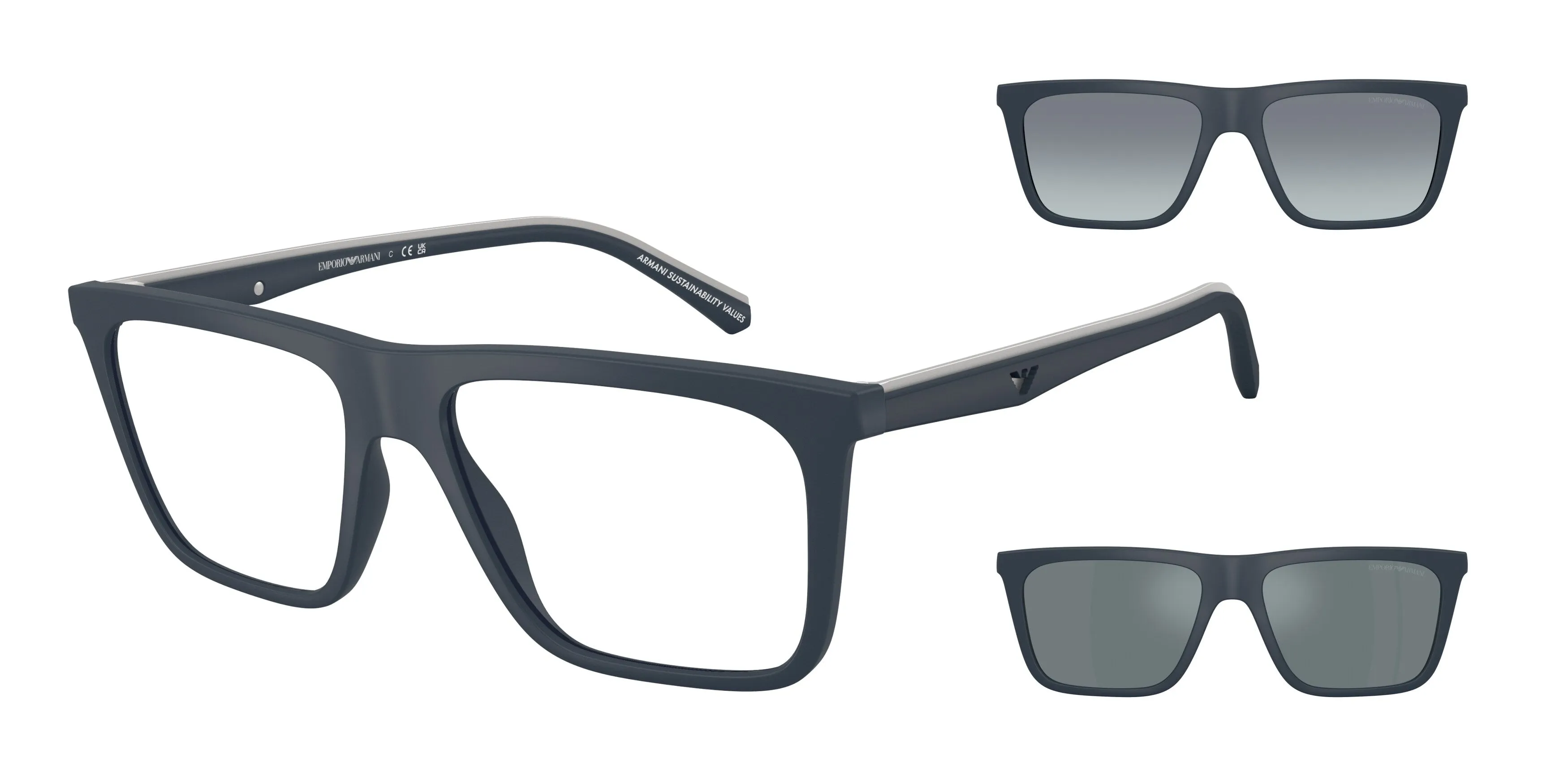 Emporio Armani EA4258 50881W Occhiali da sole Iniettato Blu Trasparente Squadrata Normale - immagine 1