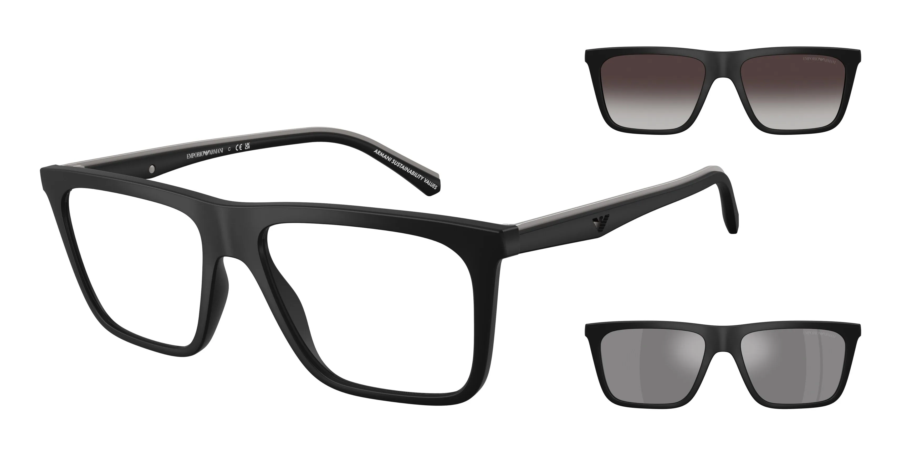 Emporio Armani EA4258 50011W Occhiali da sole Iniettato Nero Trasparente Squadrata Normale - immagine 1