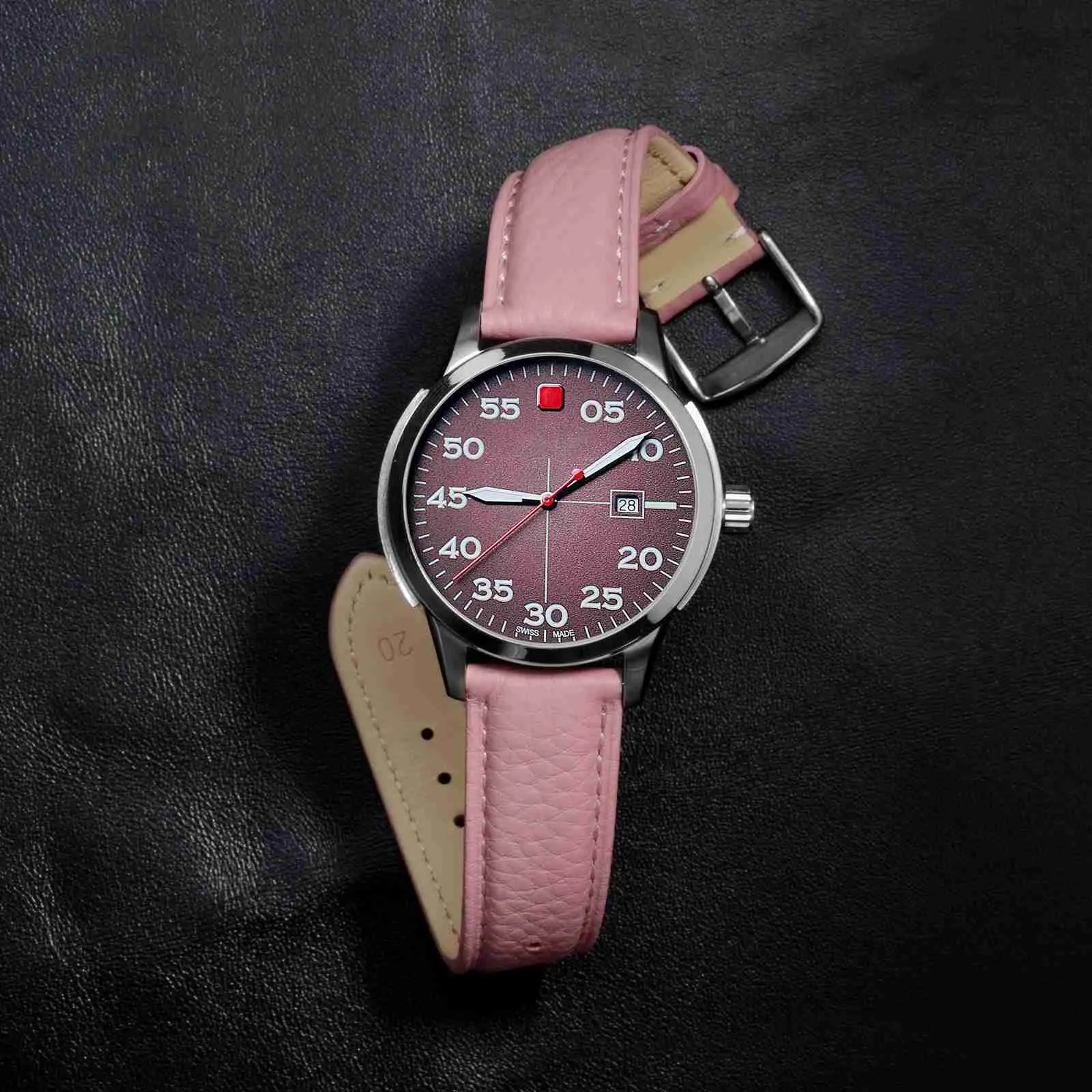 ANNEFIT Cinturino 16mm, Cinturini di Ricambio per Uomo e Donna, Imbottito Testurizzato Pelle a Sgancio Rapido (Rosa) - immagine 7