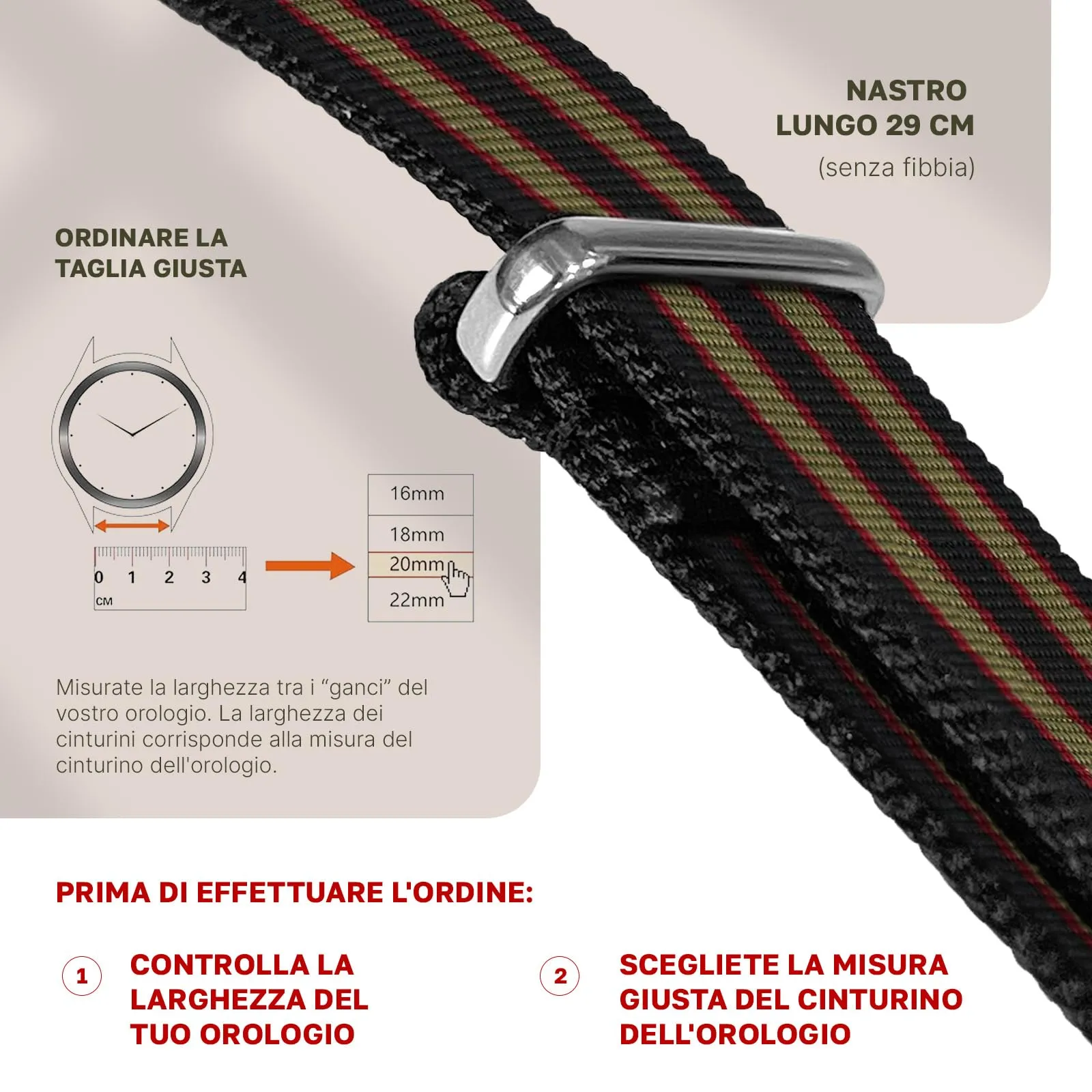 Natos.com - Cinturino NATO per Orologio in Nylon Militare G10, Uomo e Donna, Fibbia in Acciaio Inossidabile - 18mm 20mm 22mm - immagine 6