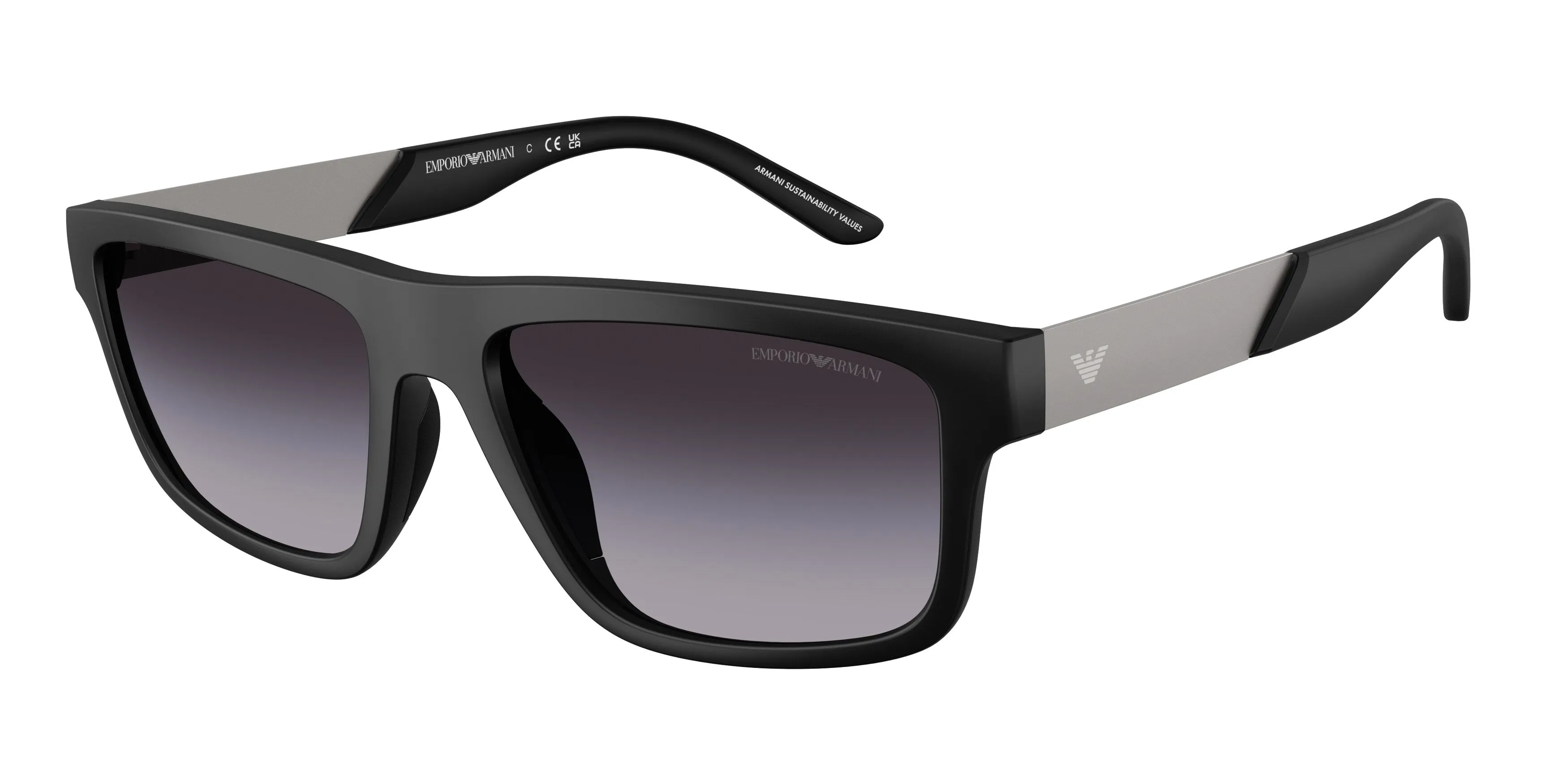 Emporio Armani EA4244U 50018G Occhiali da sole Iniettato Nero Grigio Squadrata Normale Sfumato - immagine 1