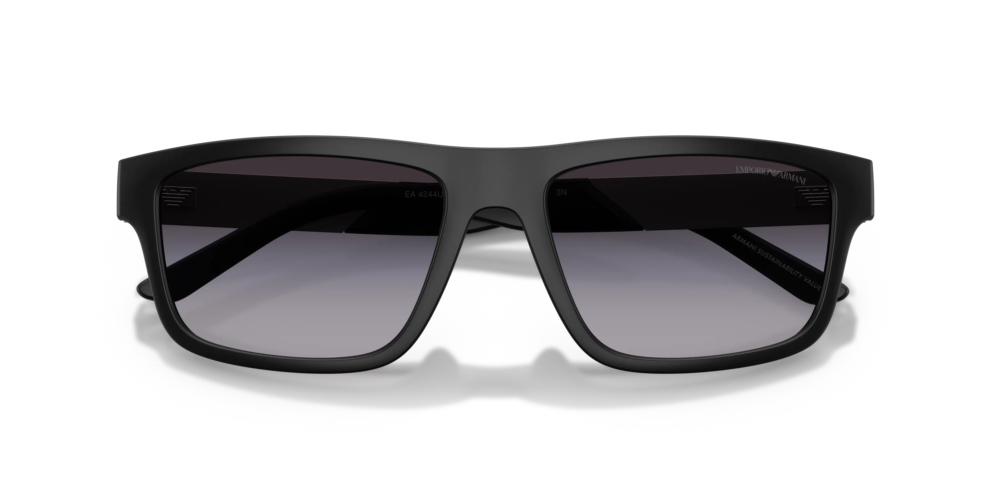 Emporio Armani EA4244U 50018G Occhiali da sole Iniettato Nero Grigio Squadrata Normale Sfumato - immagine 2