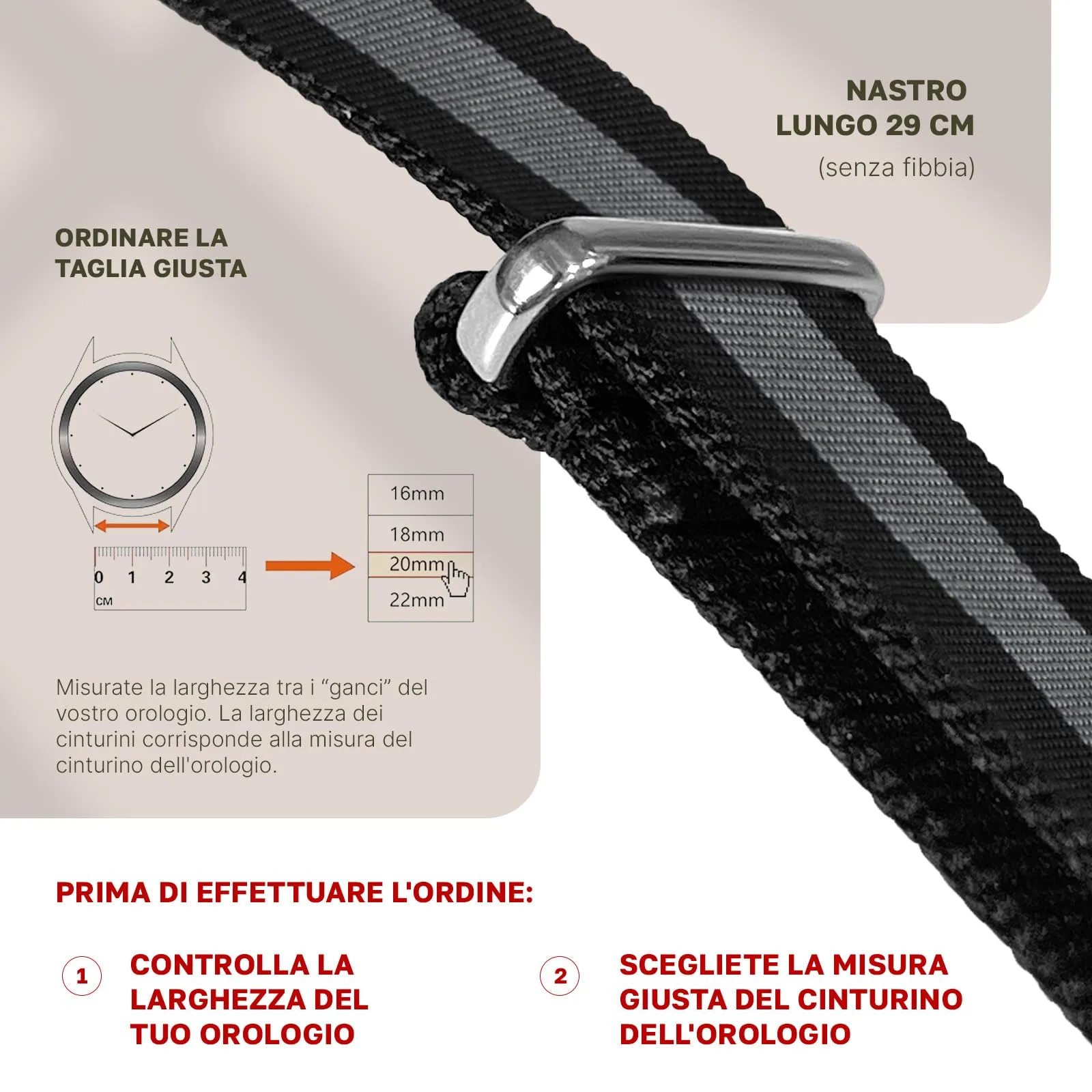 Natos.com - Cinturino NATO per Orologio in Nylon Militare G10, Uomo e Donna, Fibbia in Acciaio Inossidabile - 18mm 20mm - immagine 6