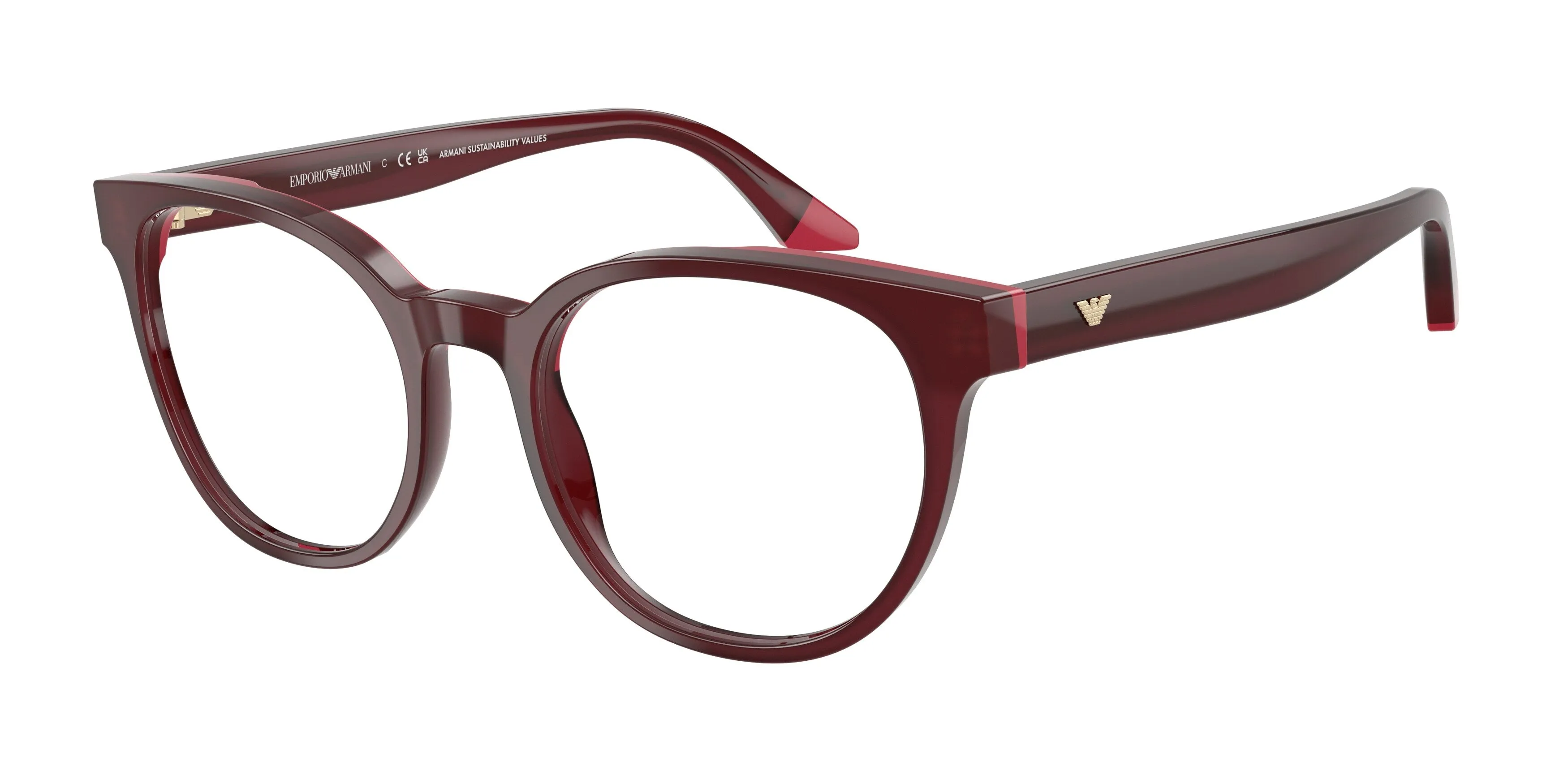 Emporio Armani EA3274 6320 Montature da vista Acetato Rosso Rotonda Normale - immagine 1