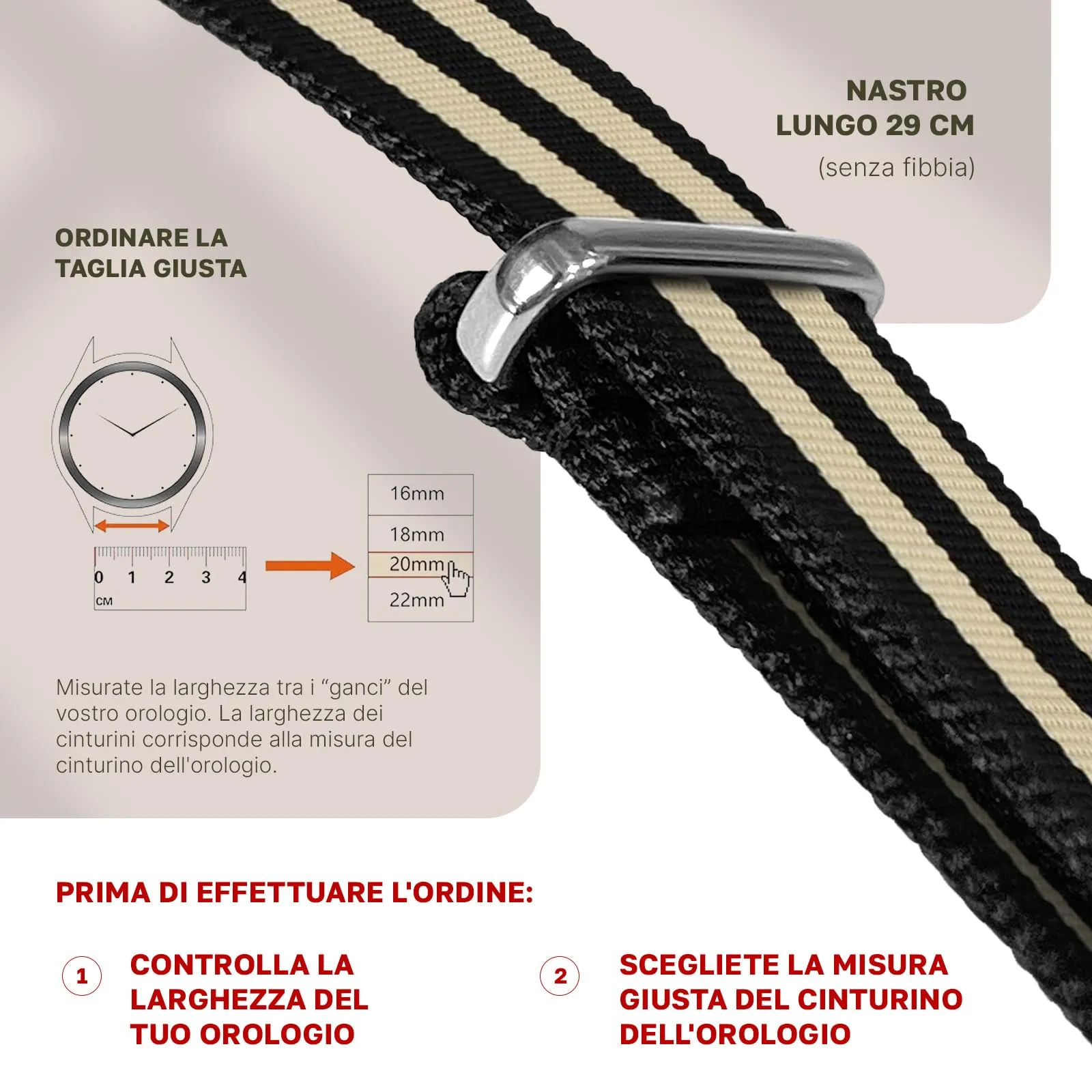 Natos.com - Cinturino NATO per Orologio in Nylon Militare G10, Uomo e Donna, Fibbia in Acciaio Inossidabile - 18mm 20mm 22mm - immagine 6