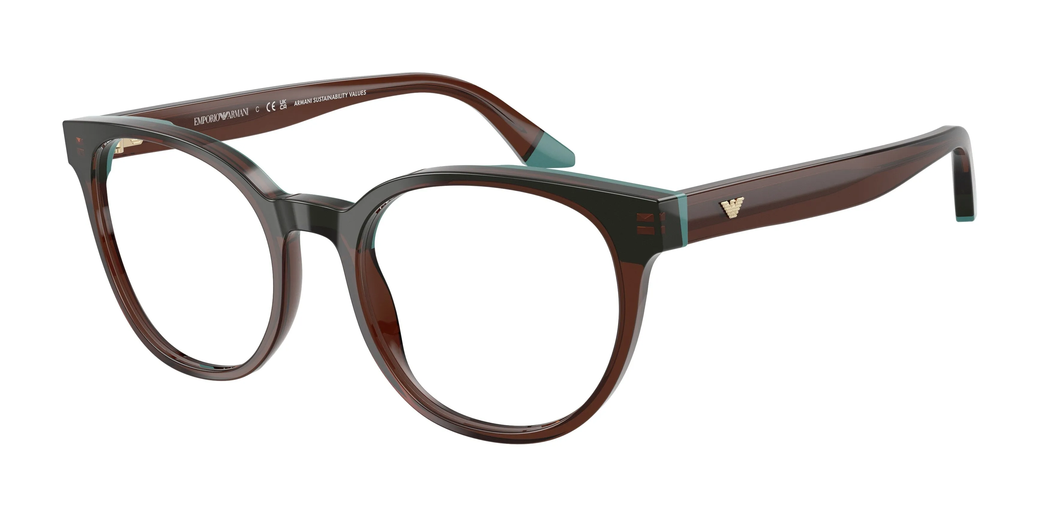 Emporio Armani EA3274 6318 Montature da vista Acetato Marrone Rotonda Normale - immagine 1
