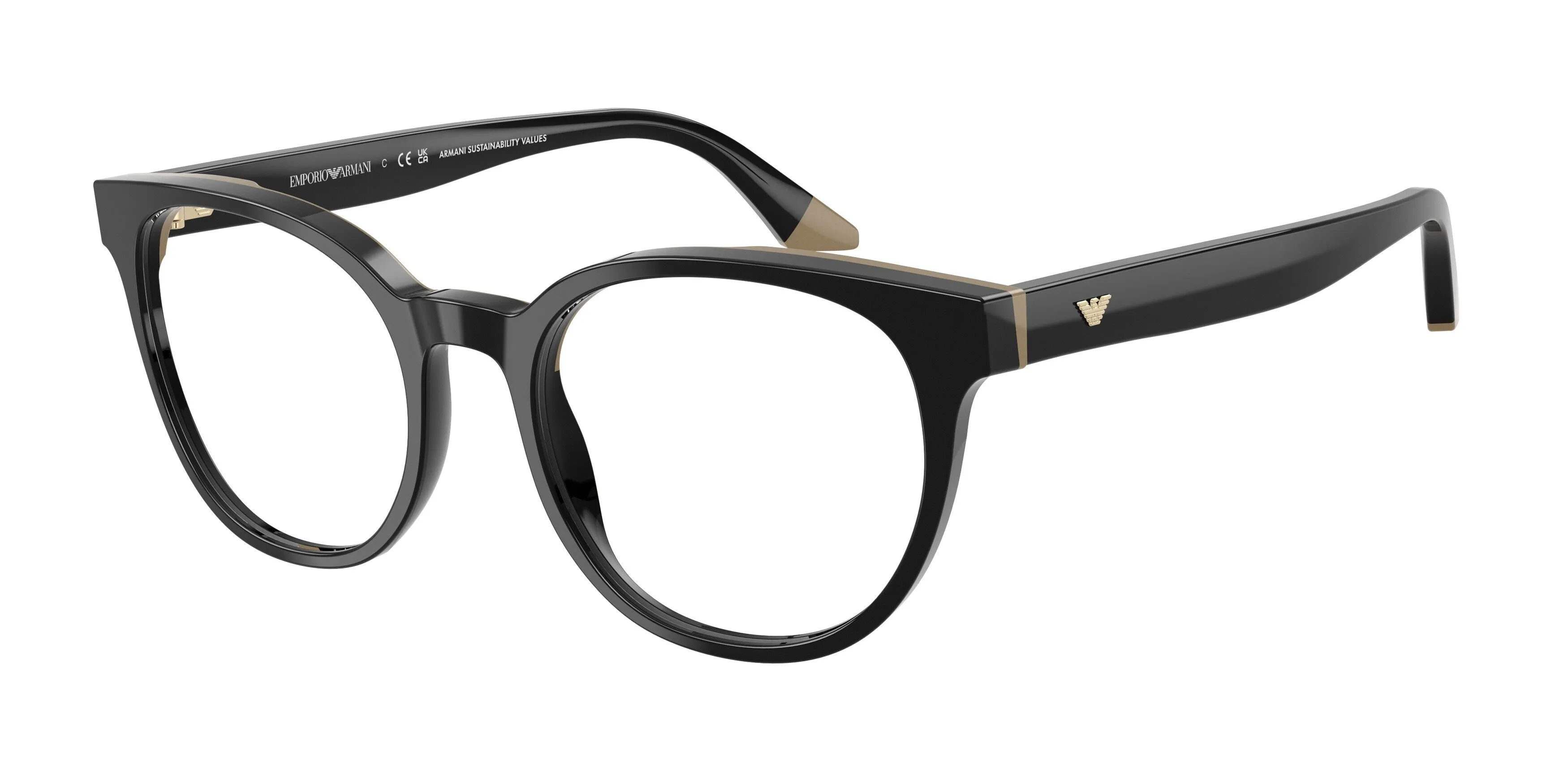 Emporio Armani EA3274 6313 Montature da vista Acetato Nero Rotonda Normale - immagine 1