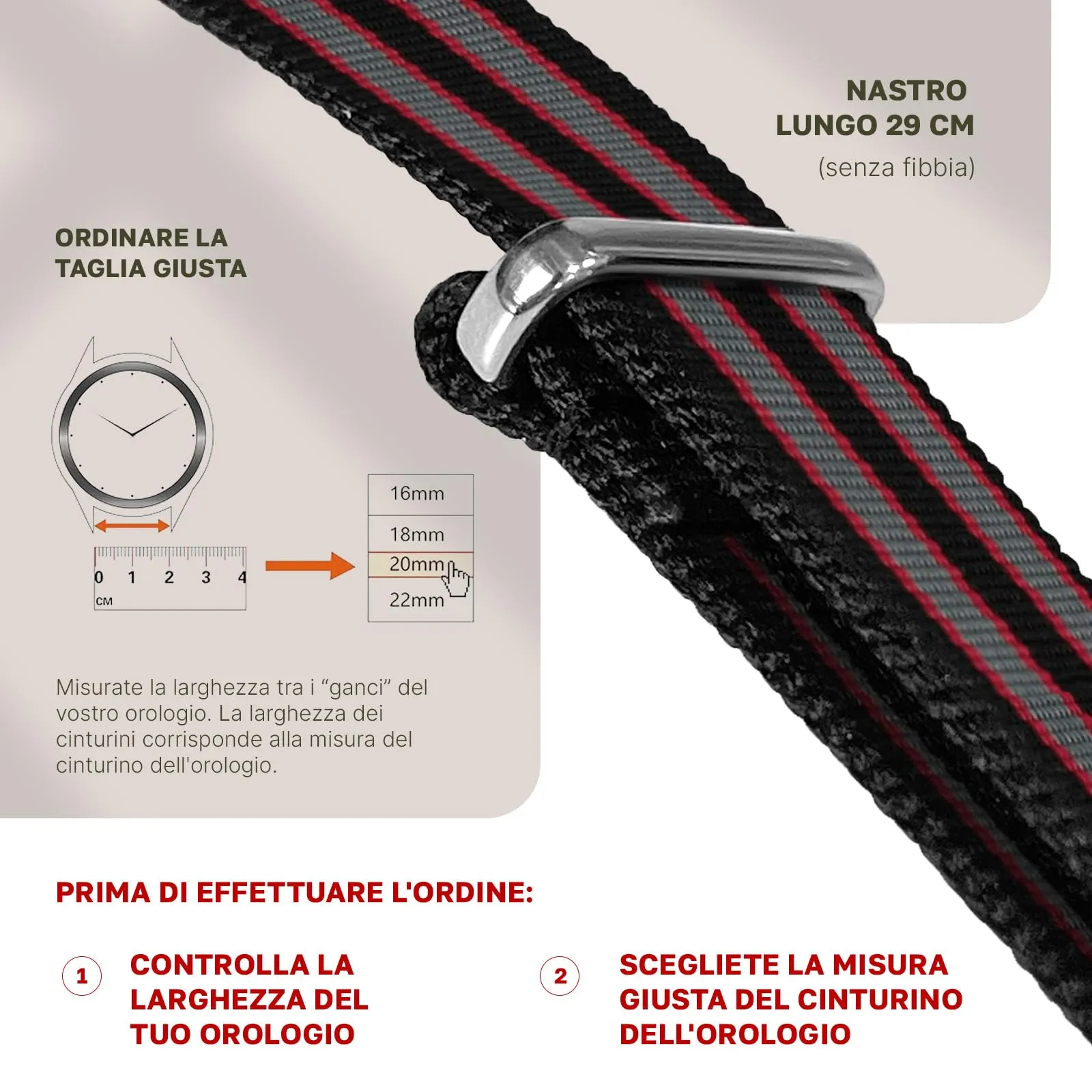 Natos.com - Cinturino NATO per Orologio in Nylon Militare G10, Uomo e Donna, Fibbia in Acciaio Inossidabile - 18mm 20mm 22mm - immagine 6