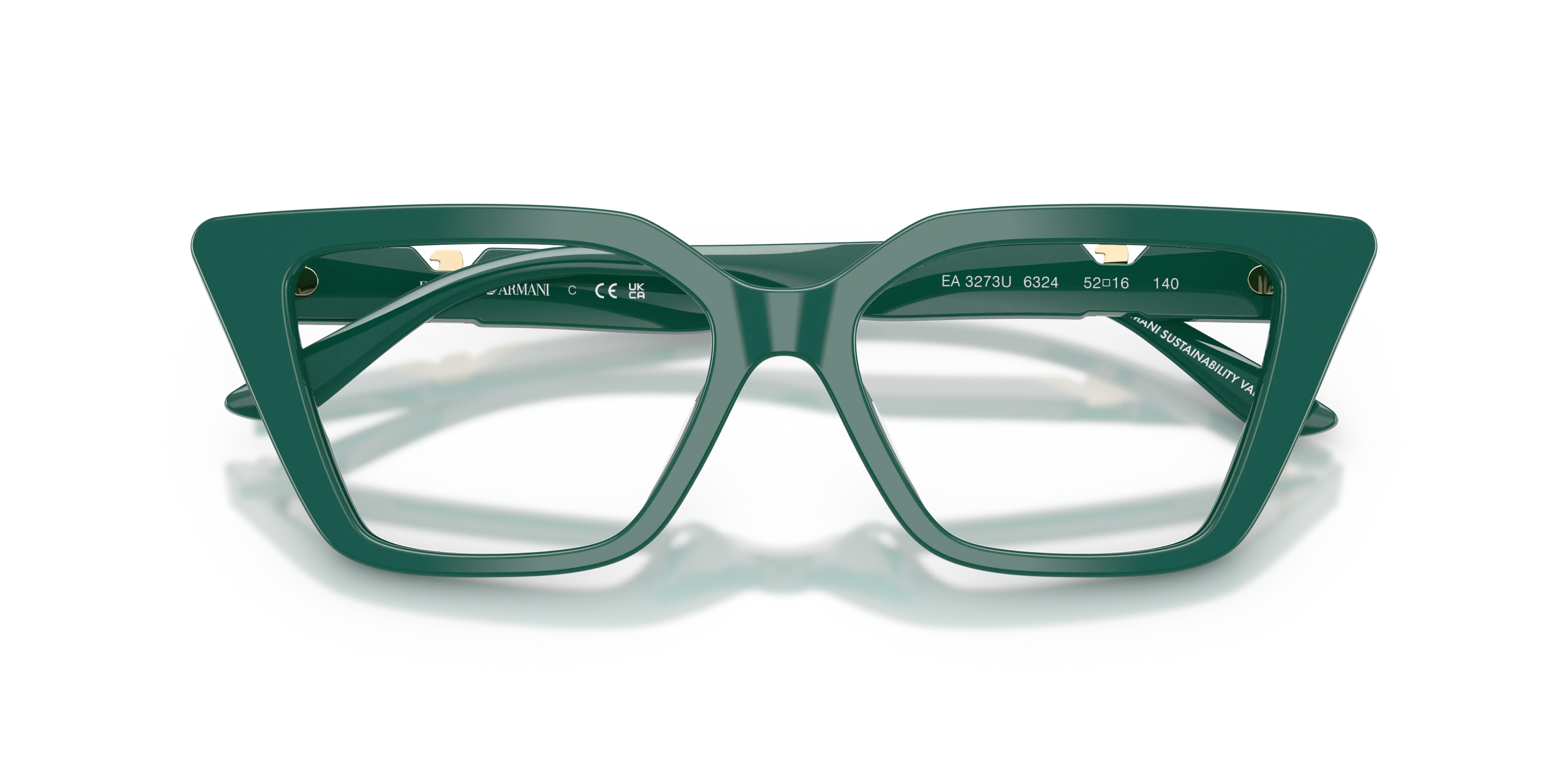 Emporio Armani EA3273U 6324 Montature da vista Acetato Verde Cat Eye Normale - immagine 2
