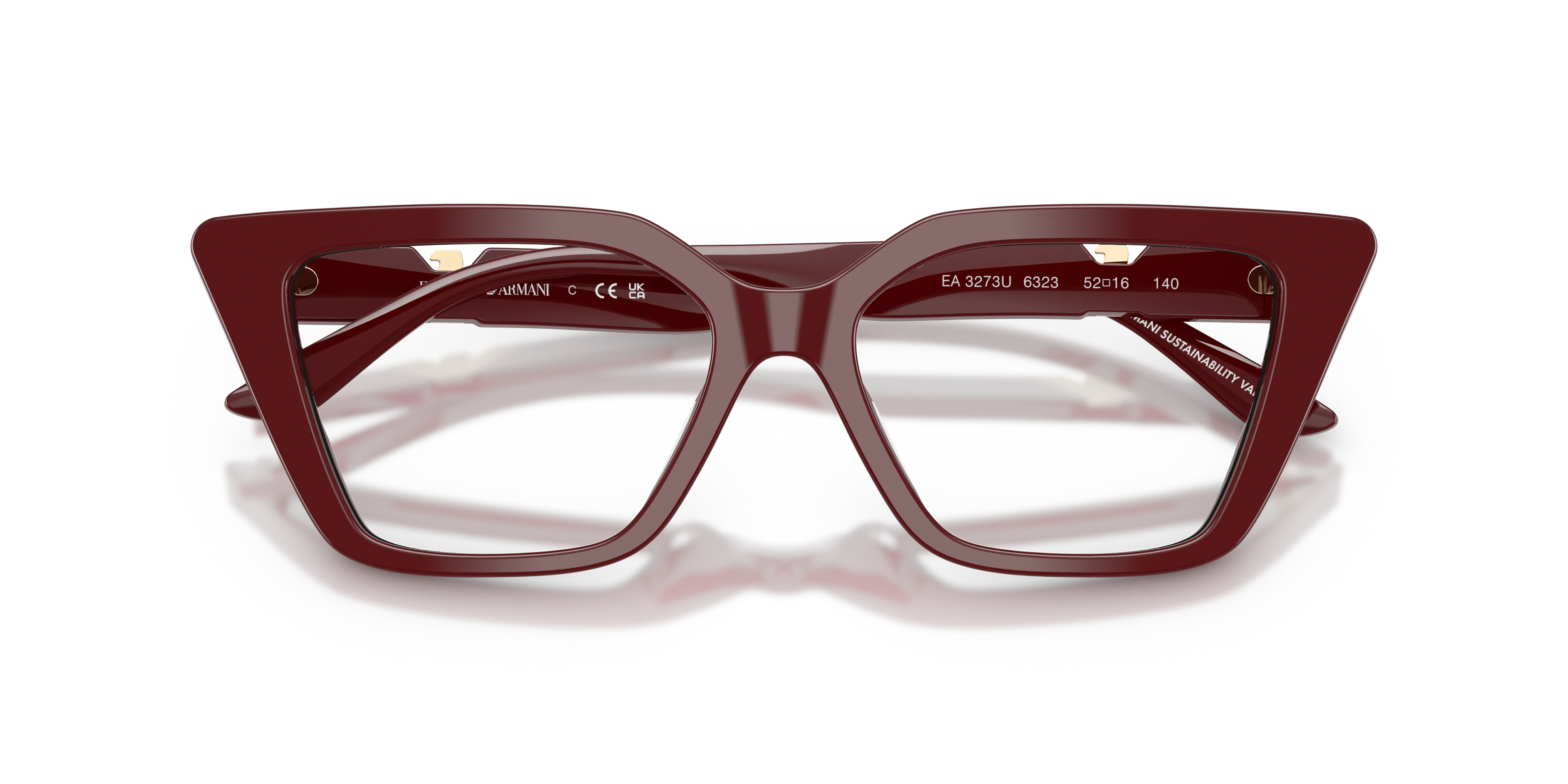 Emporio Armani EA3273U 6323 Montature da vista Acetato Rosso Cat Eye Normale - immagine 2