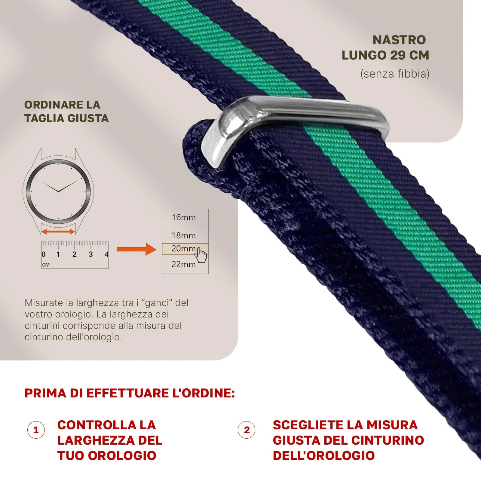 Natos.com - Cinturino NATO per Orologio in Nylon Militare G10, Uomo e Donna, Fibbia in Acciaio Inossidabile - 16mm 18mm 20mm 22mm - immagine 6