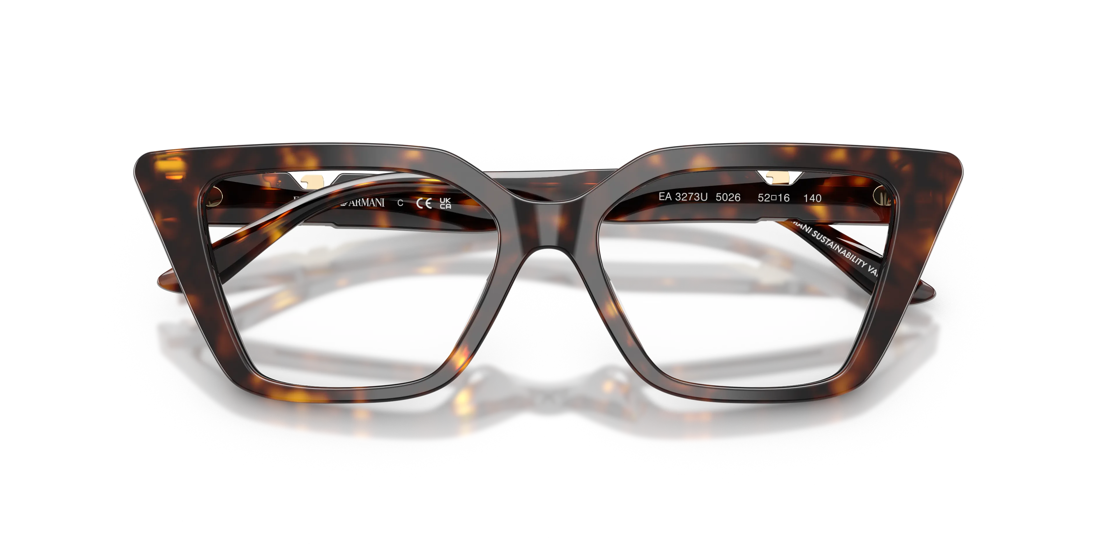 Emporio Armani EA3273U 5026 Montature da vista Acetato Tartaruga Cat Eye Normale - immagine 2
