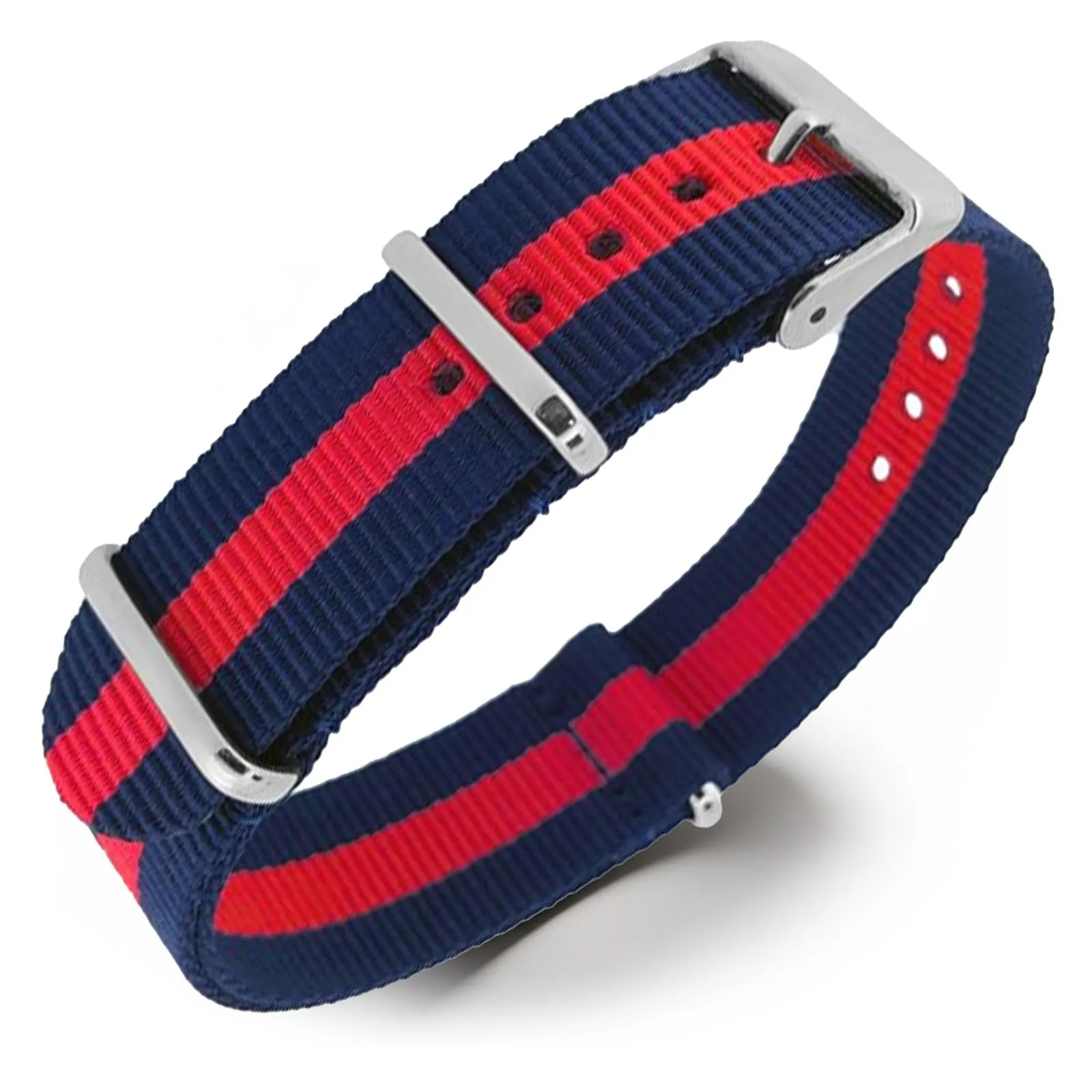 Cinturino NATO G10 in nylon militare - Blu navy e rosso, 20 mm - immagine 1