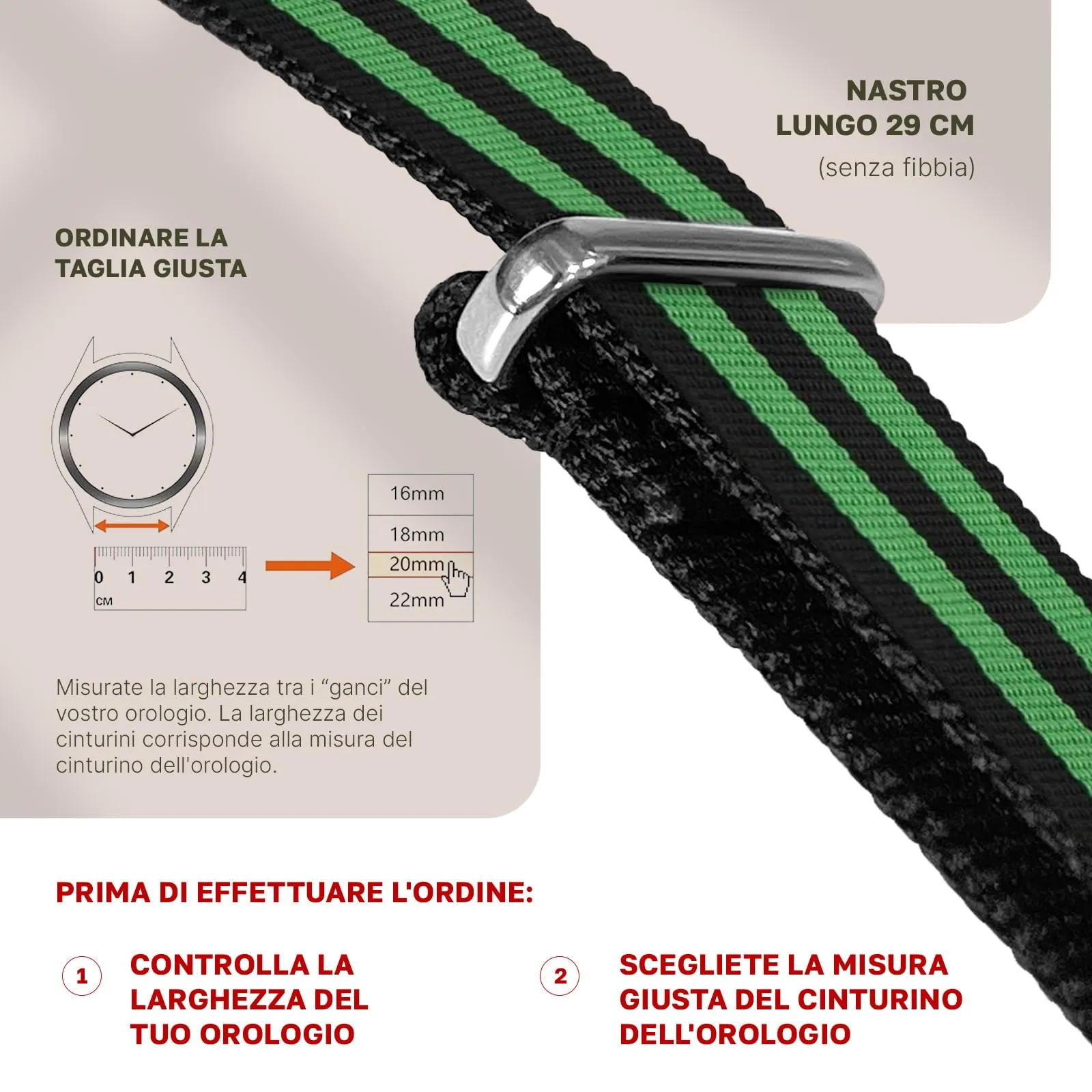 Natos.com - Cinturino NATO per Orologio in Nylon Militare G10, Uomo e Donna, Fibbia in Acciaio Inossidabile - 20mm 22mm - immagine 6