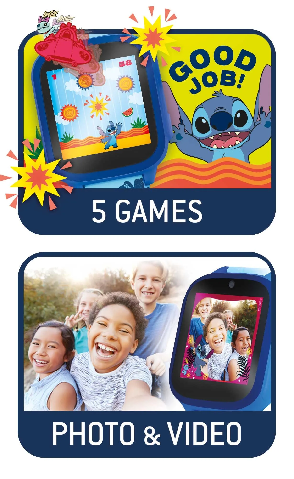 Montre Éducative - HI TECH - STITCH - Cadrans personnalisables, 5 Jeux interactifs - immagine 5