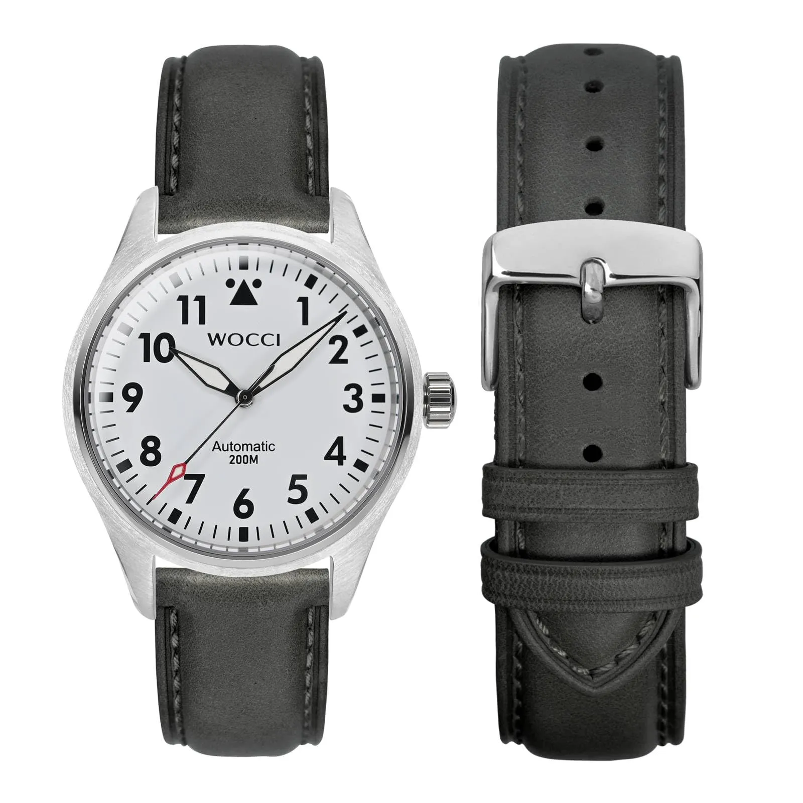 WOCCI 20mm Vintage Cinturino Orologio in Pelle con Fibbia Argento, Cinturino di Ricambio (Grigio Scuro) - immagine 7