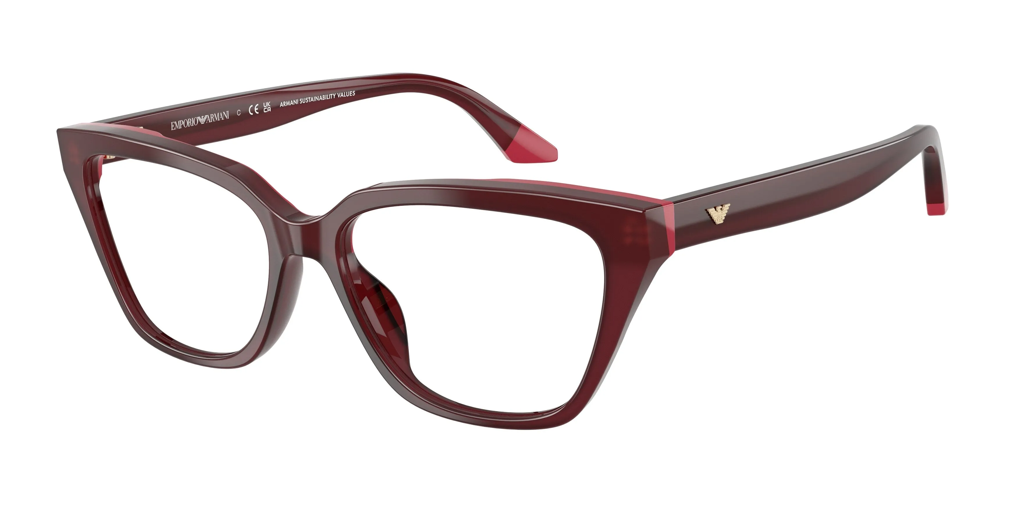 Emporio Armani EA3270U 6320 Montature da vista Acetato Rosso Cat Eye Normale - immagine 1