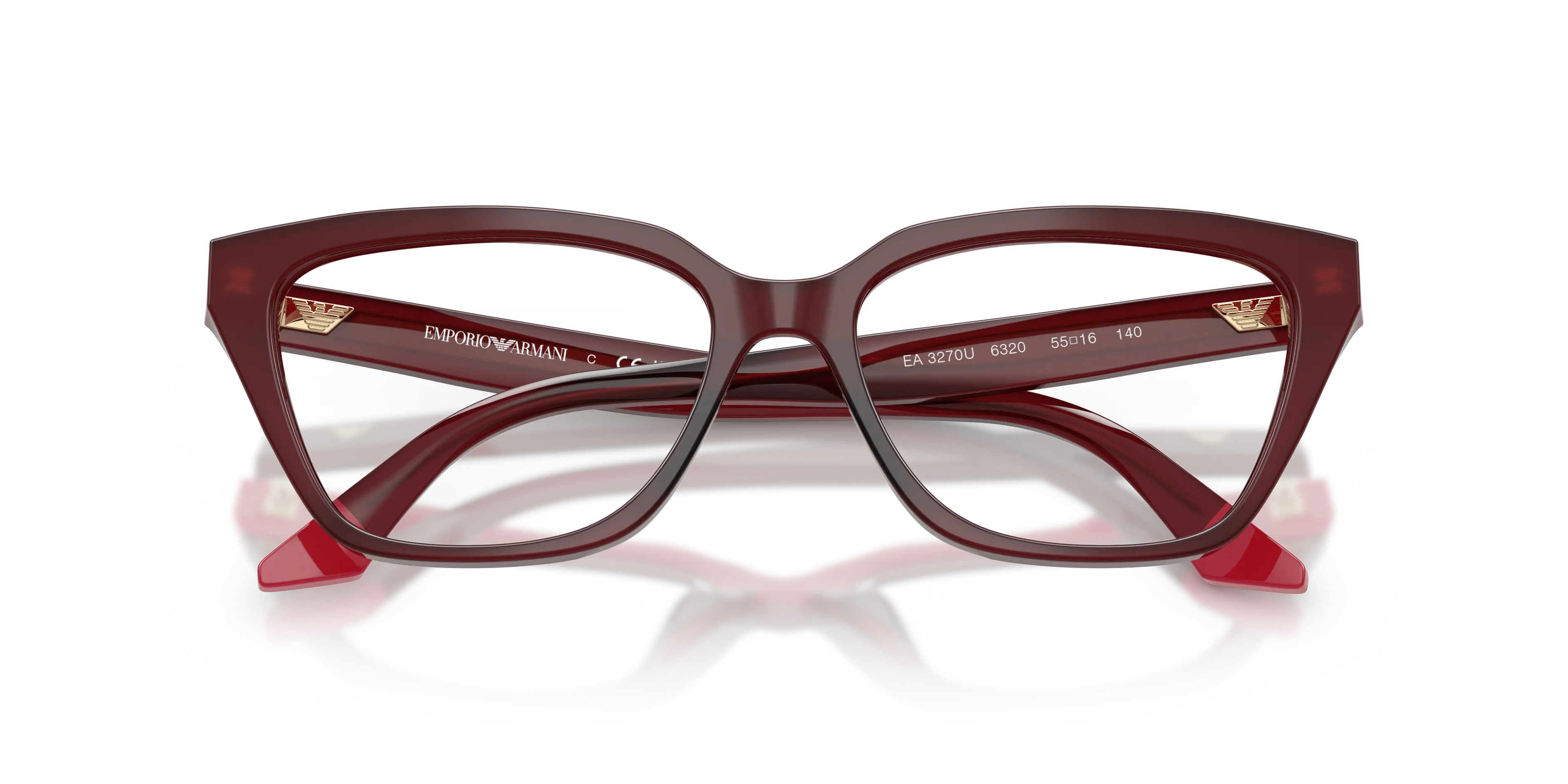 Emporio Armani EA3270U 6320 Montature da vista Acetato Rosso Cat Eye Normale - immagine 2