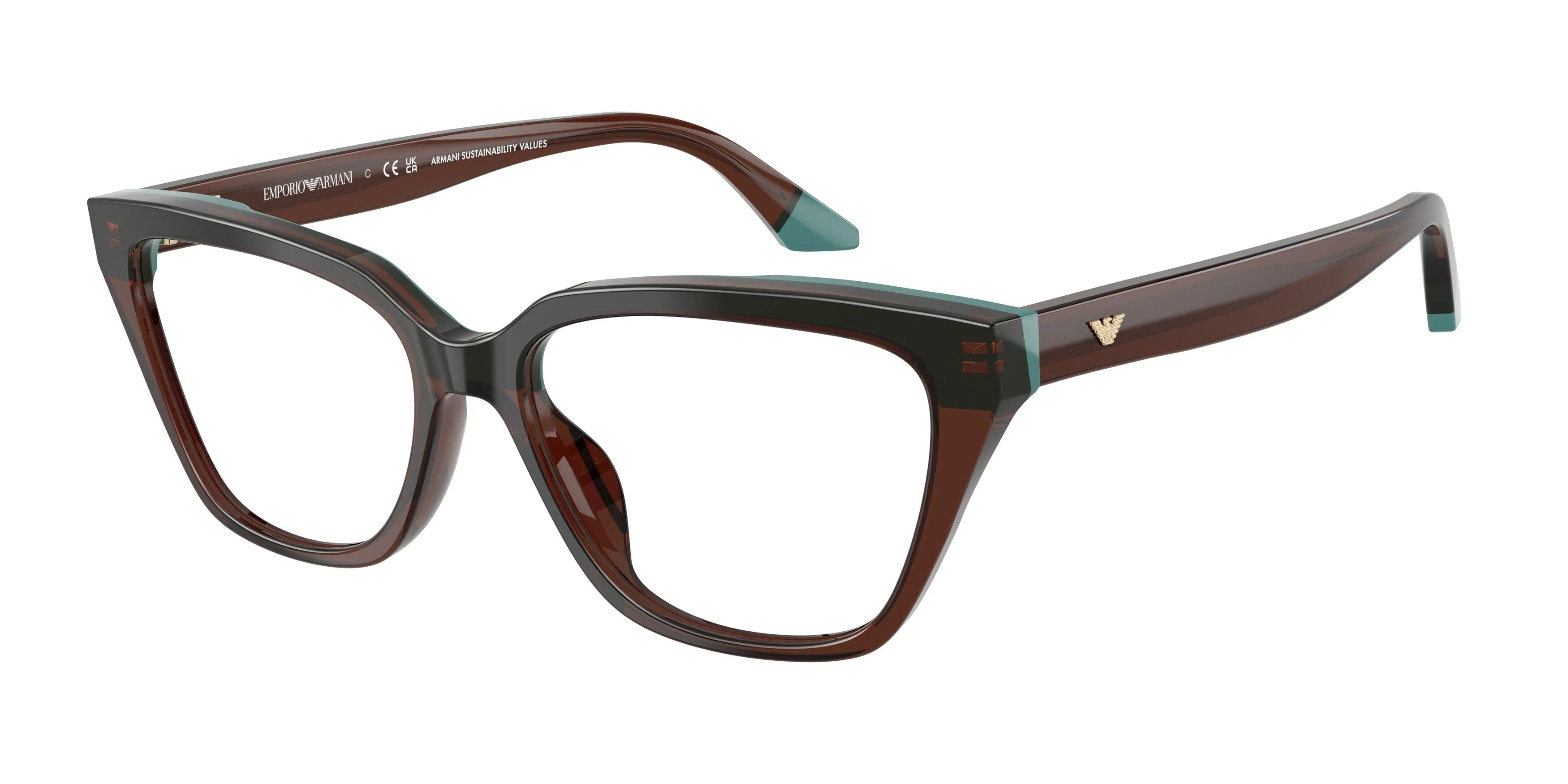 Emporio Armani EA3270U 6318 Montature da vista Acetato Marrone Cat Eye Normale - immagine 1