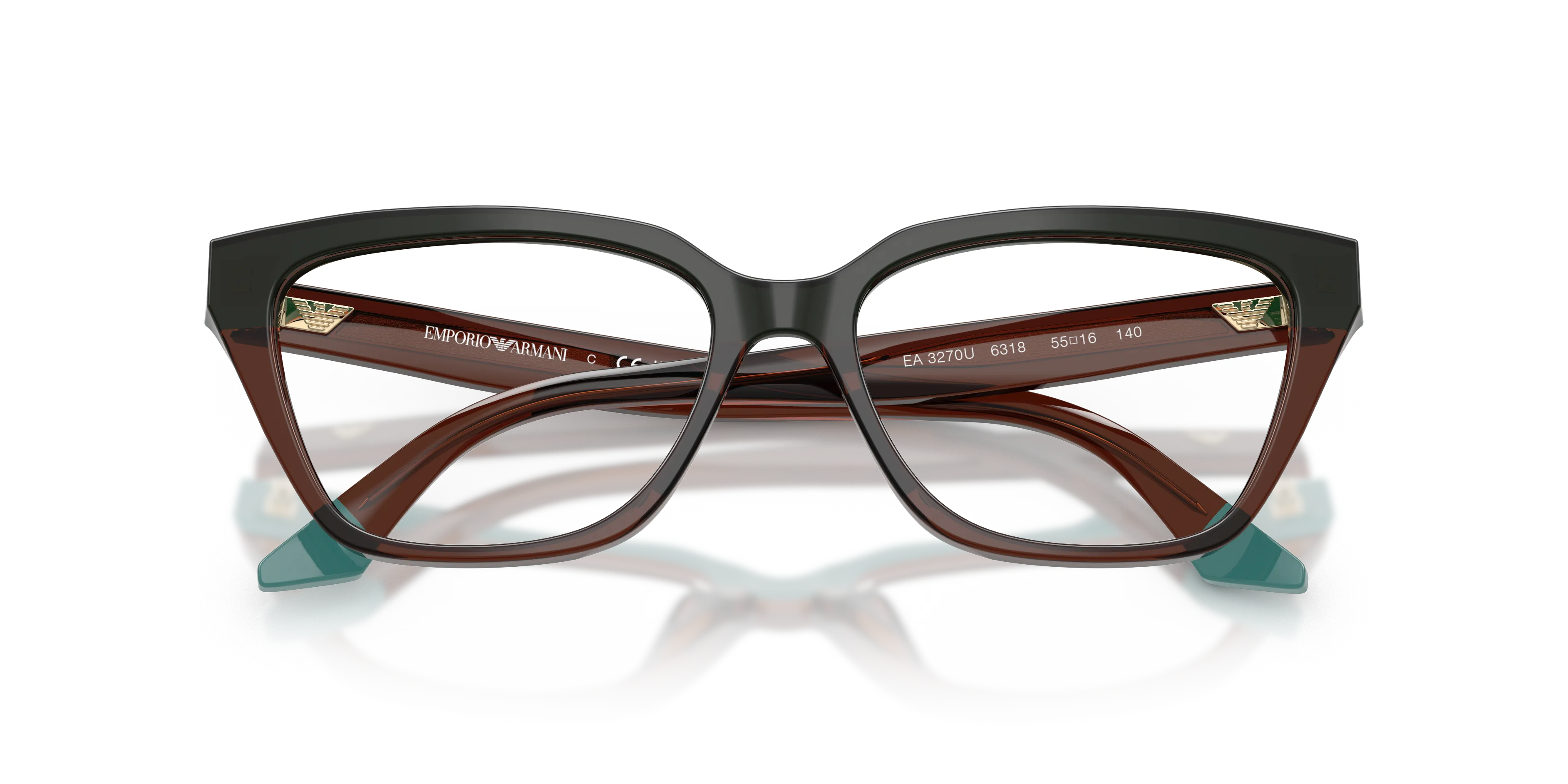 Emporio Armani EA3270U 6318 Montature da vista Acetato Marrone Cat Eye Normale - immagine 2