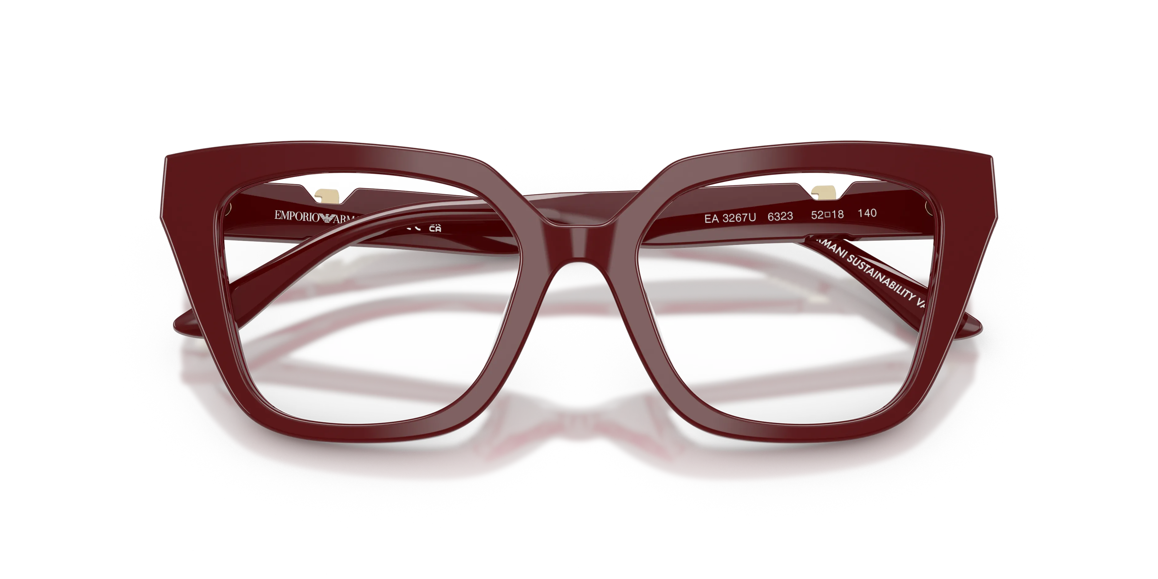 Emporio Armani EA3267U 6323 Montature da vista Acetato Rosso Cat Eye Normale - immagine 2