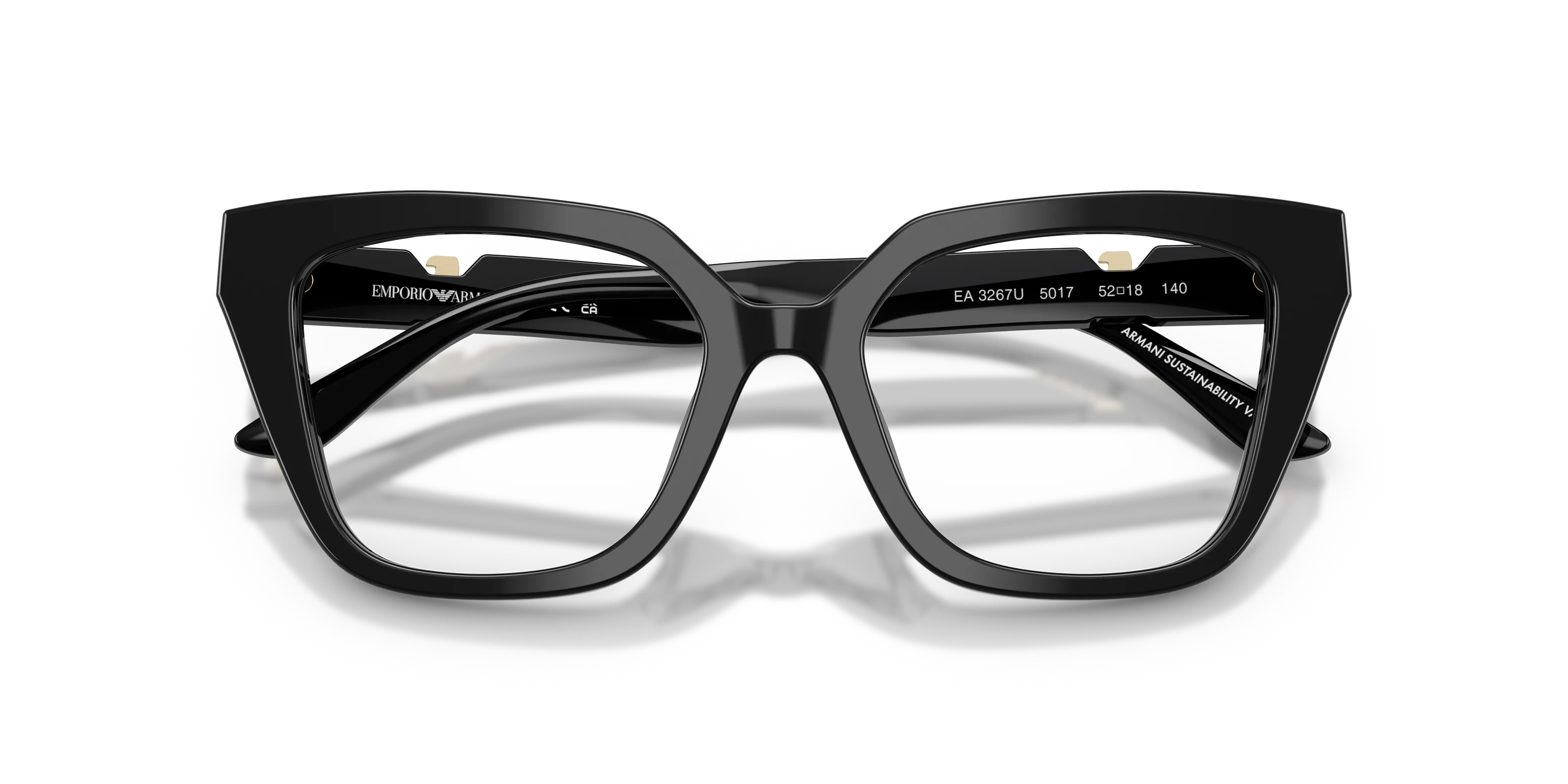 Emporio Armani EA3267U 5017 Montature da vista Acetato Nero Cat Eye Normale - immagine 2