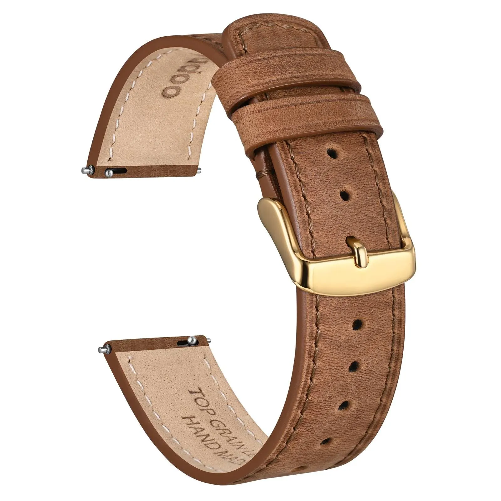 Ayadoo 22mm marrone caramello genuino cinturino in pelle, rilasciare rapidamente primavera Bar Band per le donne uomini - immagine 1