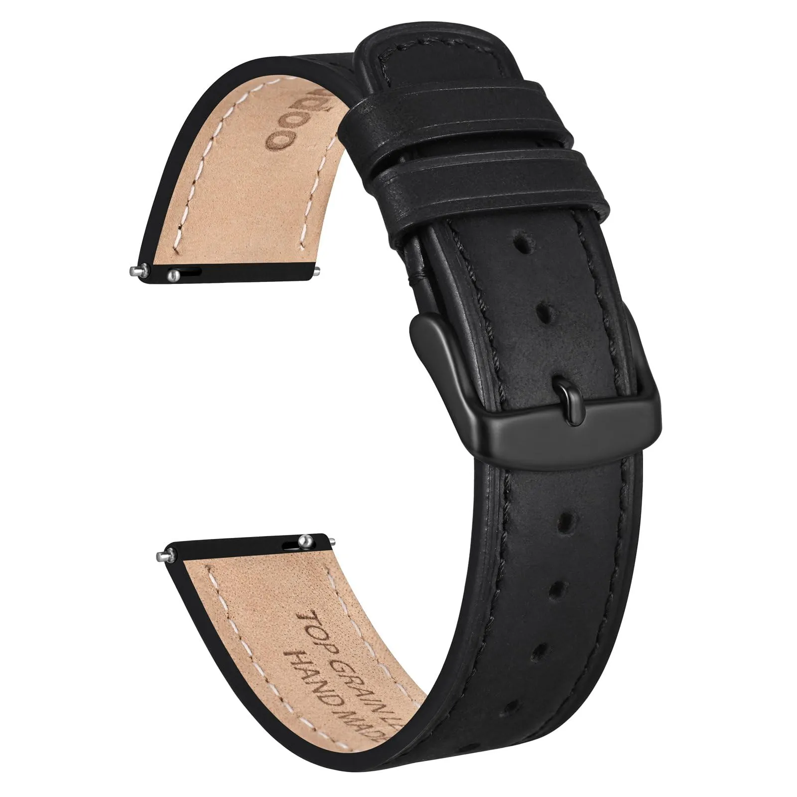 Ayadoo 18mm nero genuino cinturino in pelle, rilasciare rapidamente primavera Bar Band per le donne uomini - immagine 1