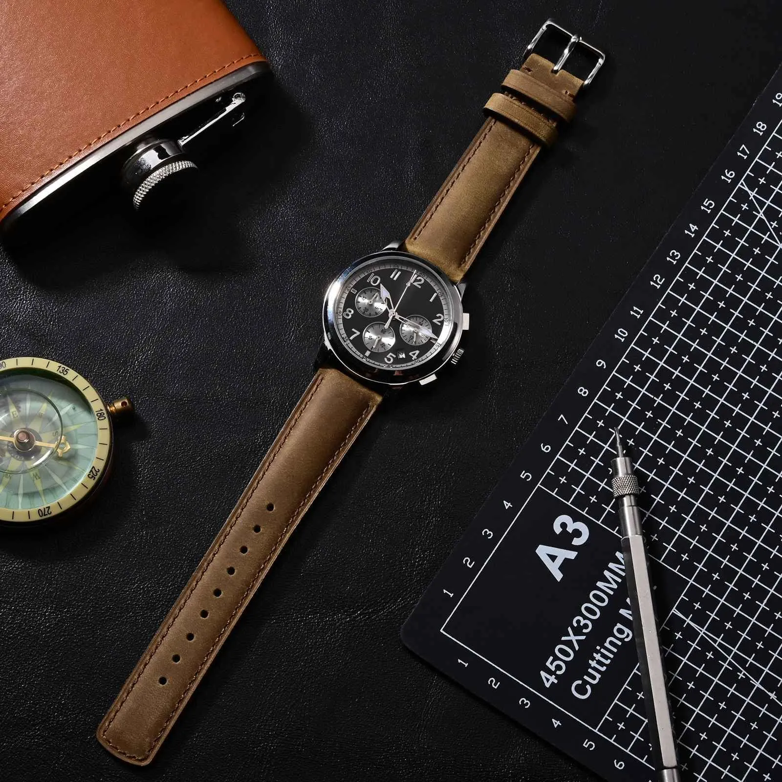 Ayadoo 20mm cammello genuino cinturino in pelle, rilasciare rapidamente primavera Bar Band per le donne uomini - immagine 7