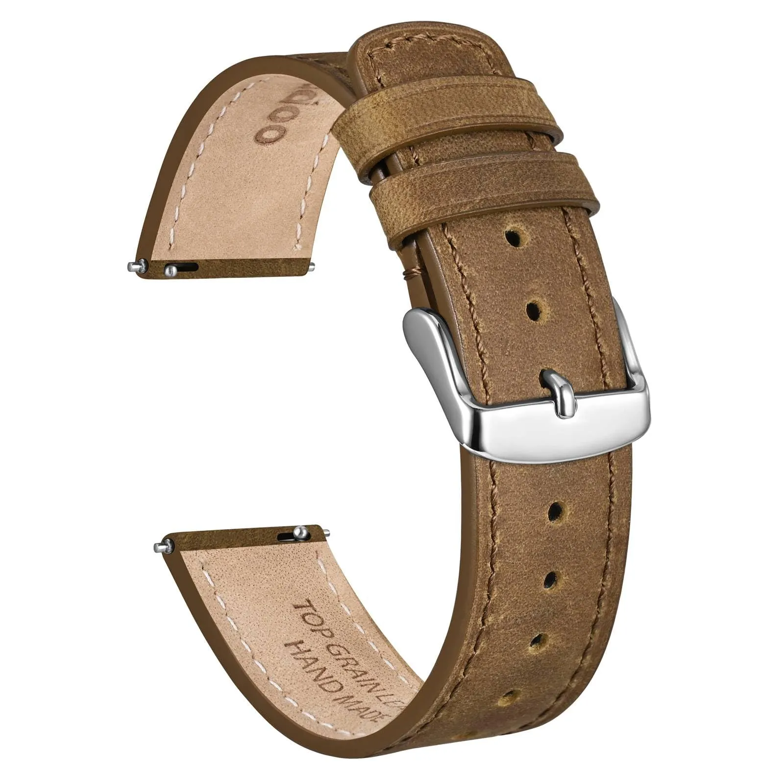 Ayadoo 20mm cammello genuino cinturino in pelle, rilasciare rapidamente primavera Bar Band per le donne uomini - immagine 1