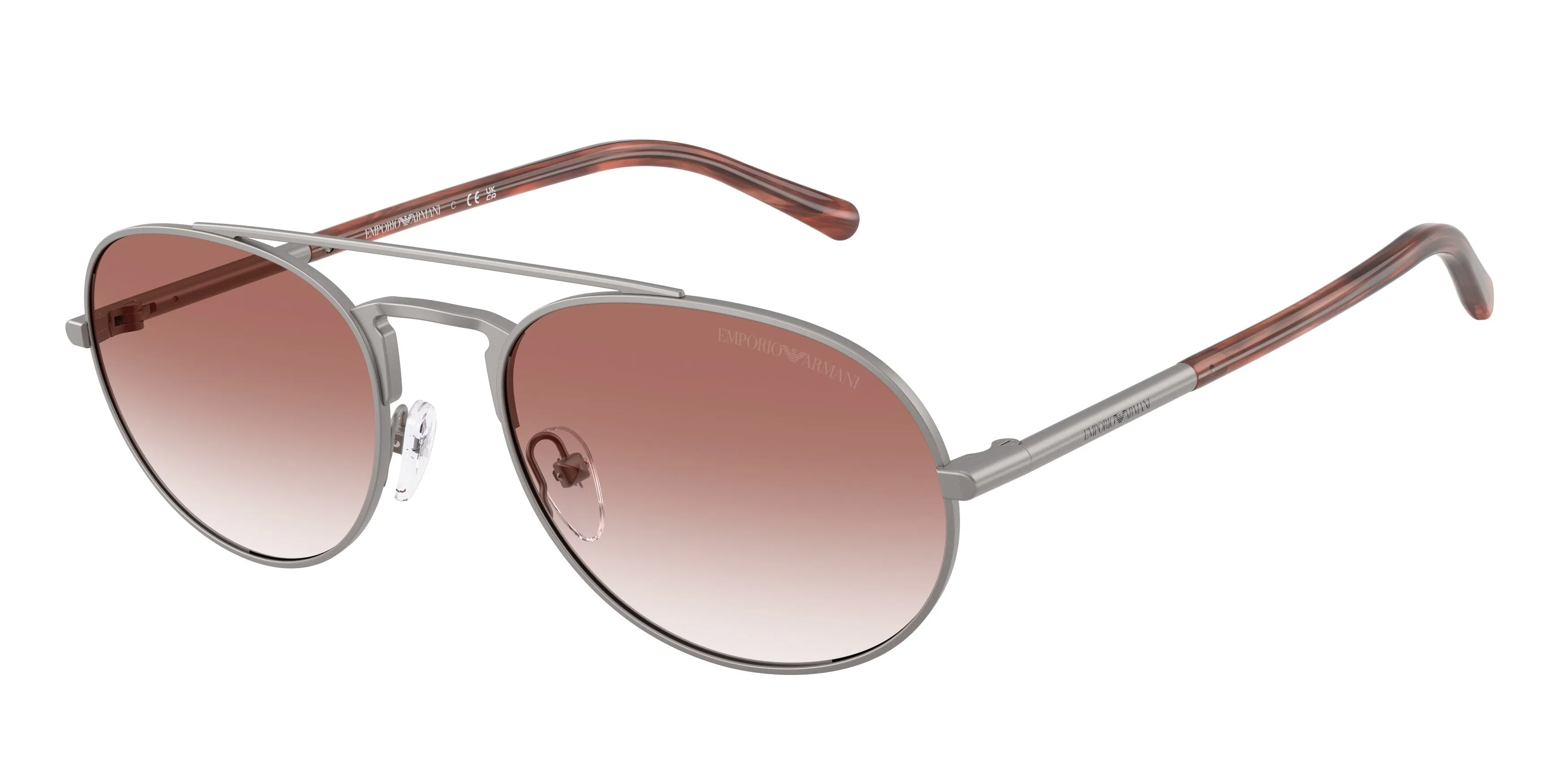Emporio Armani EA2171 30038D Occhiali da sole Metallo Grigio Rosa Pilot Normale Sfumato - immagine 1