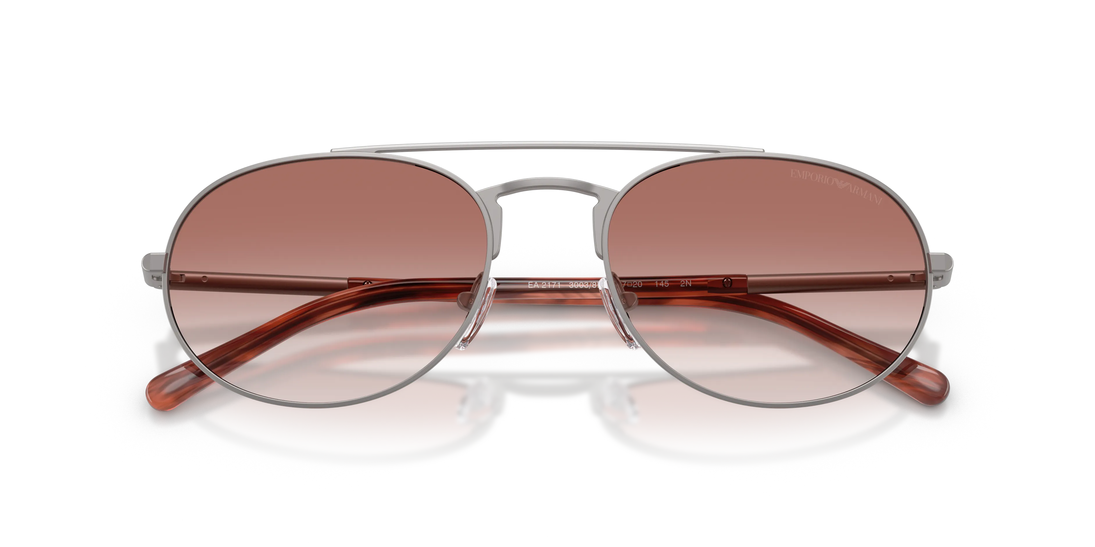 Emporio Armani EA2171 30038D Occhiali da sole Metallo Grigio Rosa Pilot Normale Sfumato - immagine 2