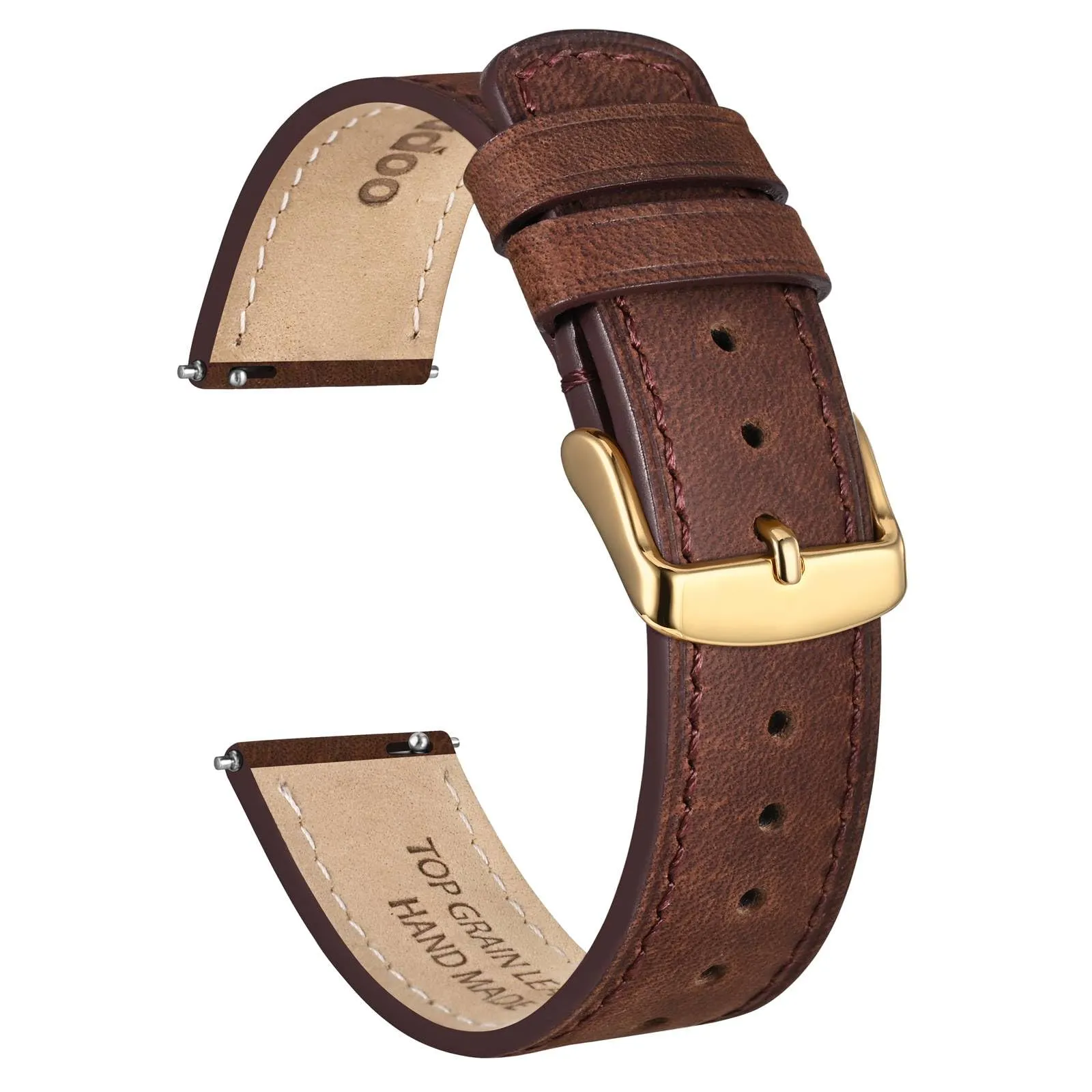 Ayadoo 18mm marrone scuro genuino cinturino in pelle, rilasciare rapidamente primavera Bar Band per le donne uomini - immagine 1