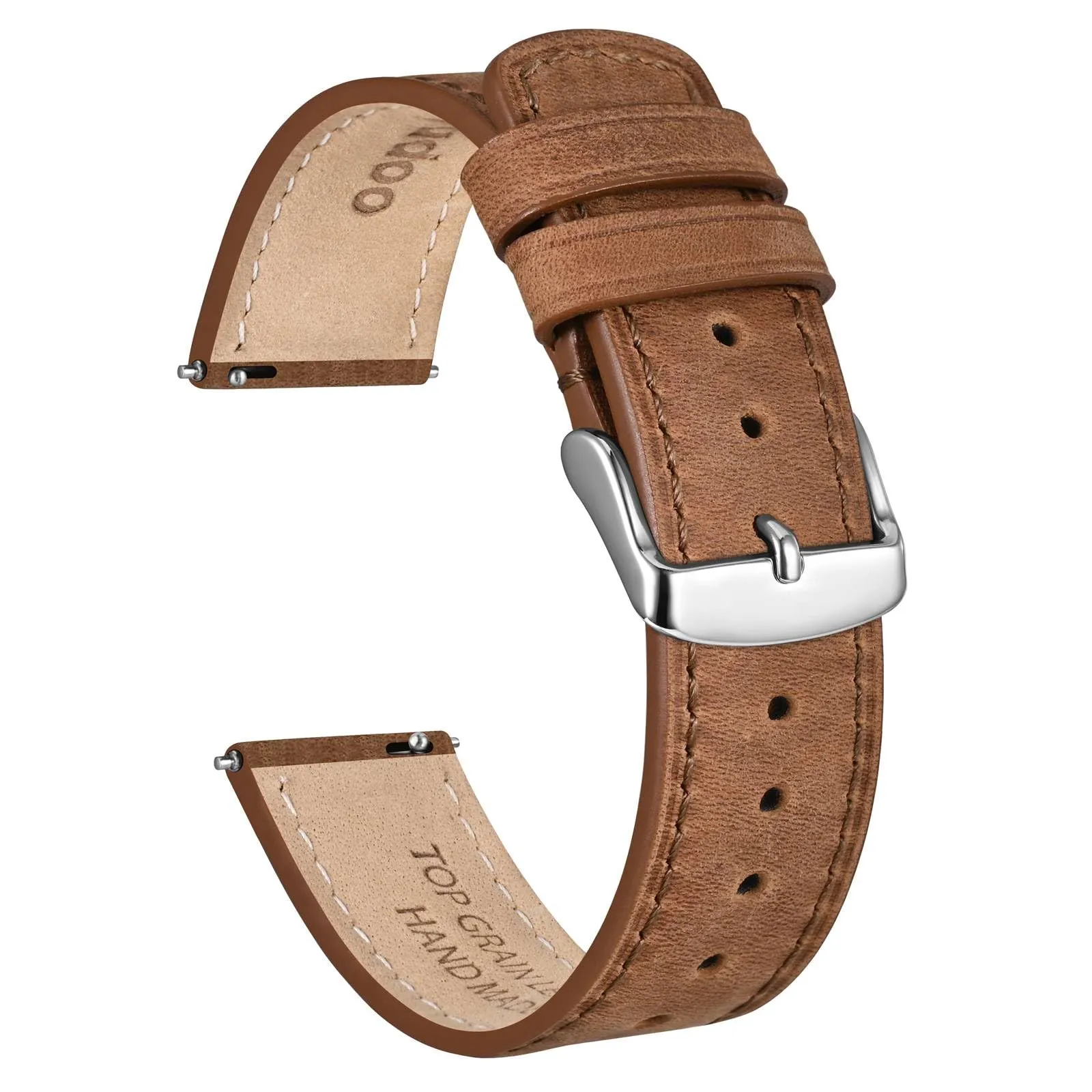 Ayadoo 18mm marrone caramello genuino cinturino in pelle, rilasciare rapidamente primavera Bar Band per le donne uomini - immagine 1