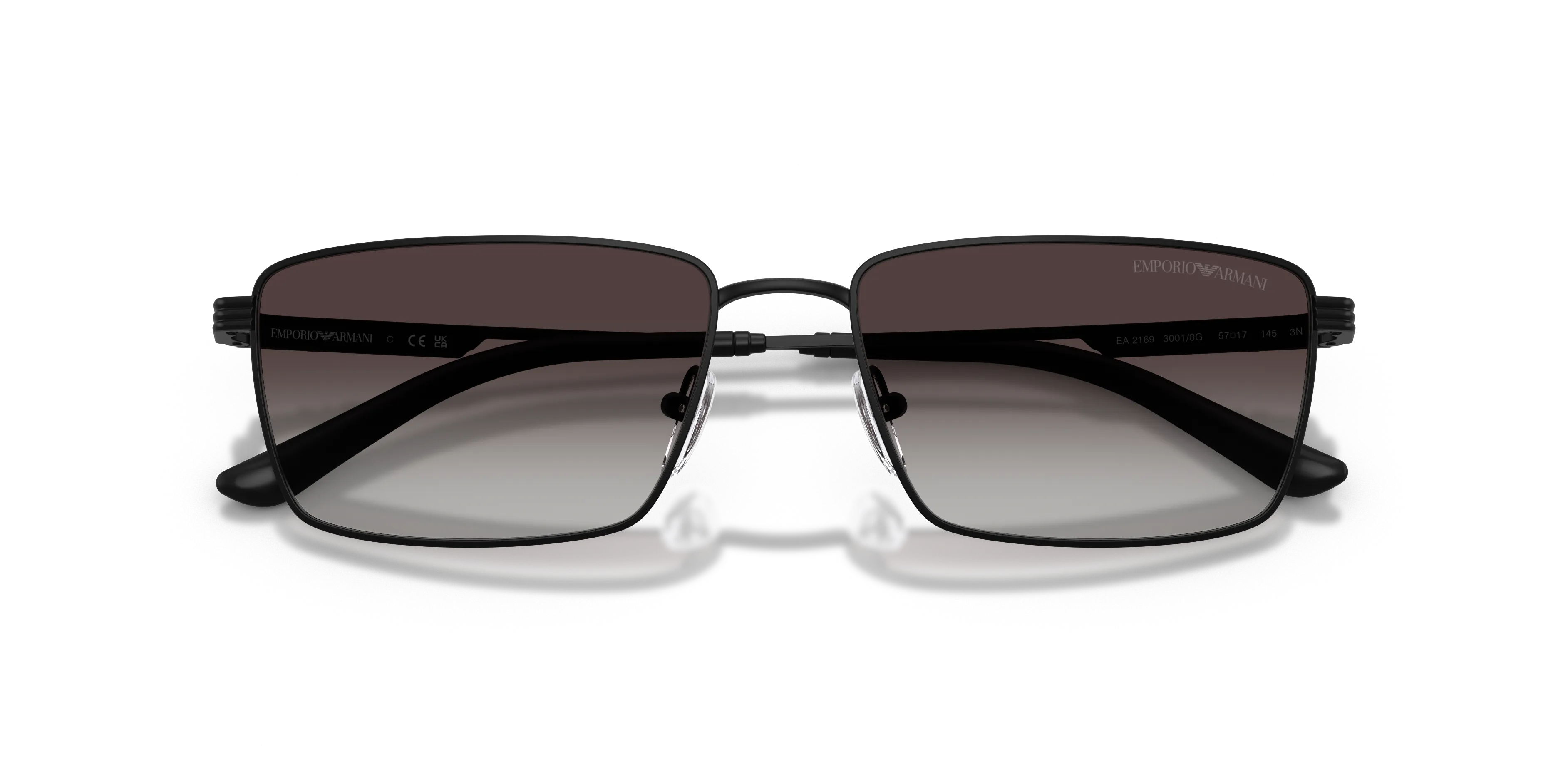 Emporio Armani EA2169 30018G Occhiali da sole Metallo Nero Grigio Squadrata Normale Sfumato - immagine 2