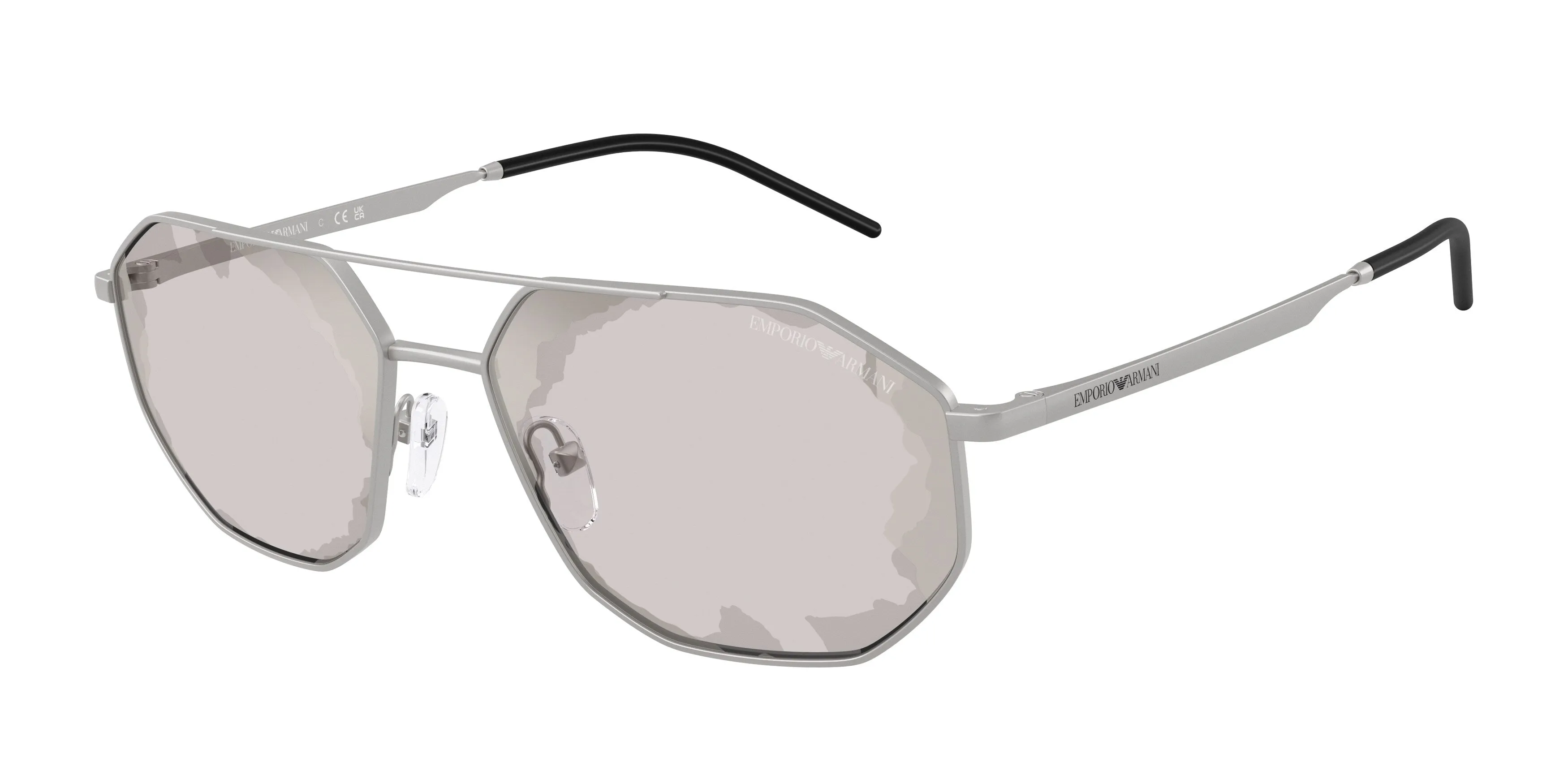 Emporio Armani EA2147 30157F Occhiali da sole Metallo Argento Nero Geometrica Normale Specchiato - immagine 1