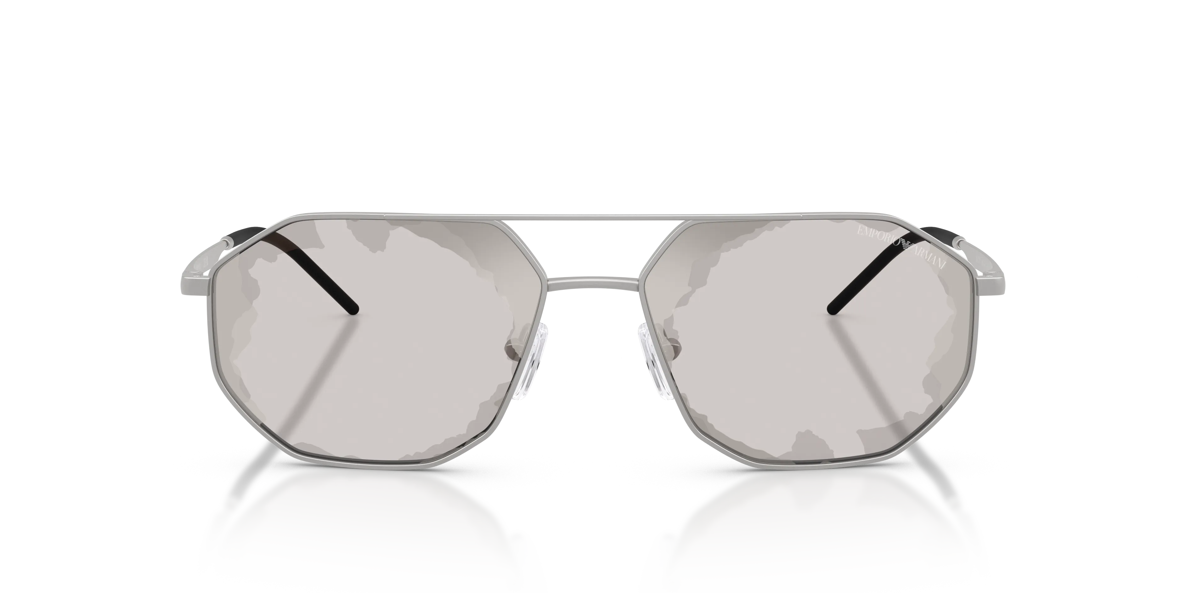 Emporio Armani EA2147 30157F Occhiali da sole Metallo Argento Nero Geometrica Normale Specchiato - immagine 3