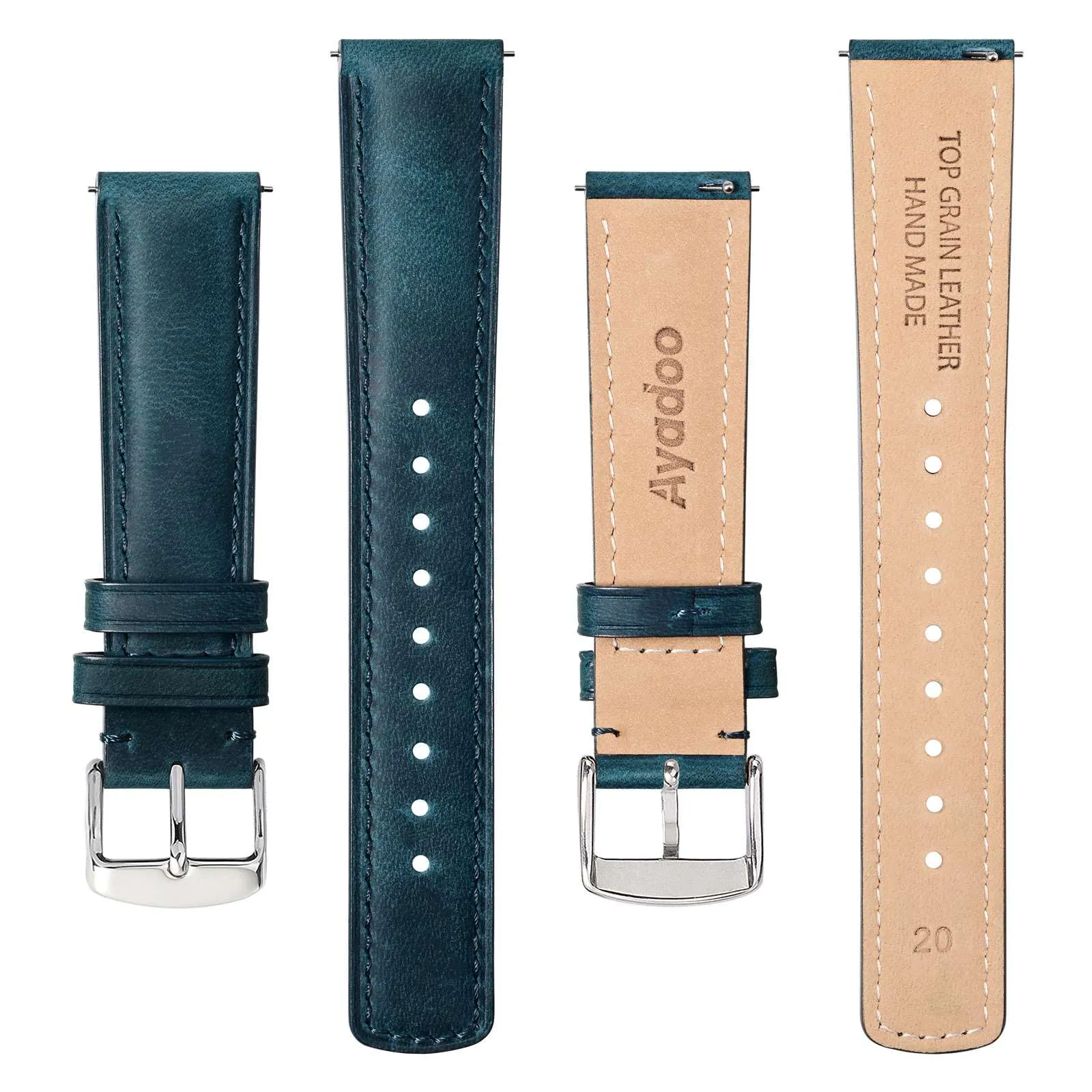 Ayadoo 22mm blu genuino cinturino in pelle, rilasciare rapidamente primavera Bar Band per le donne uomini - immagine 5