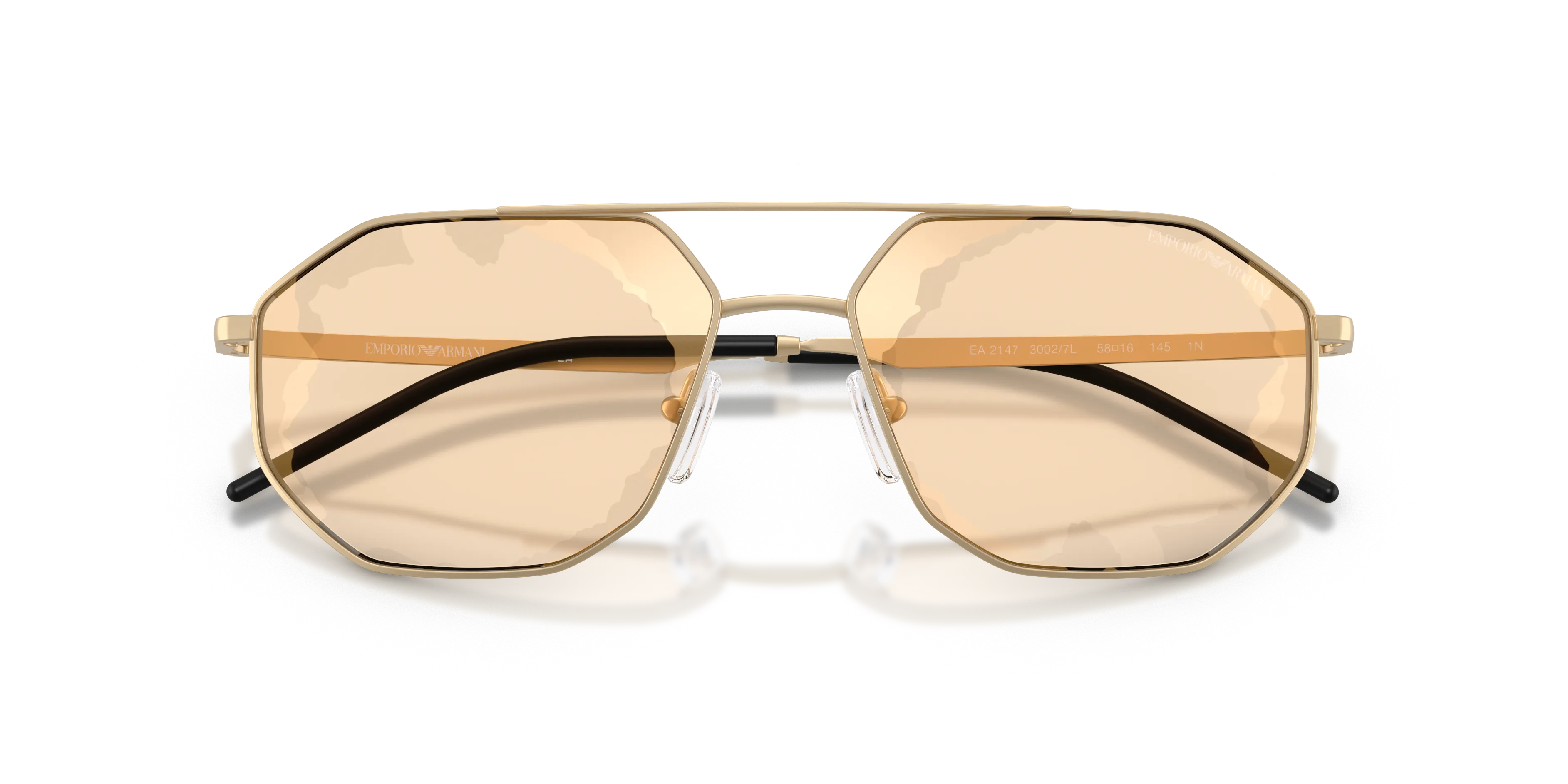Emporio Armani EA2147 30027L Occhiali da sole Metallo Oro Marrone Geometrica Specchiate - immagine 2