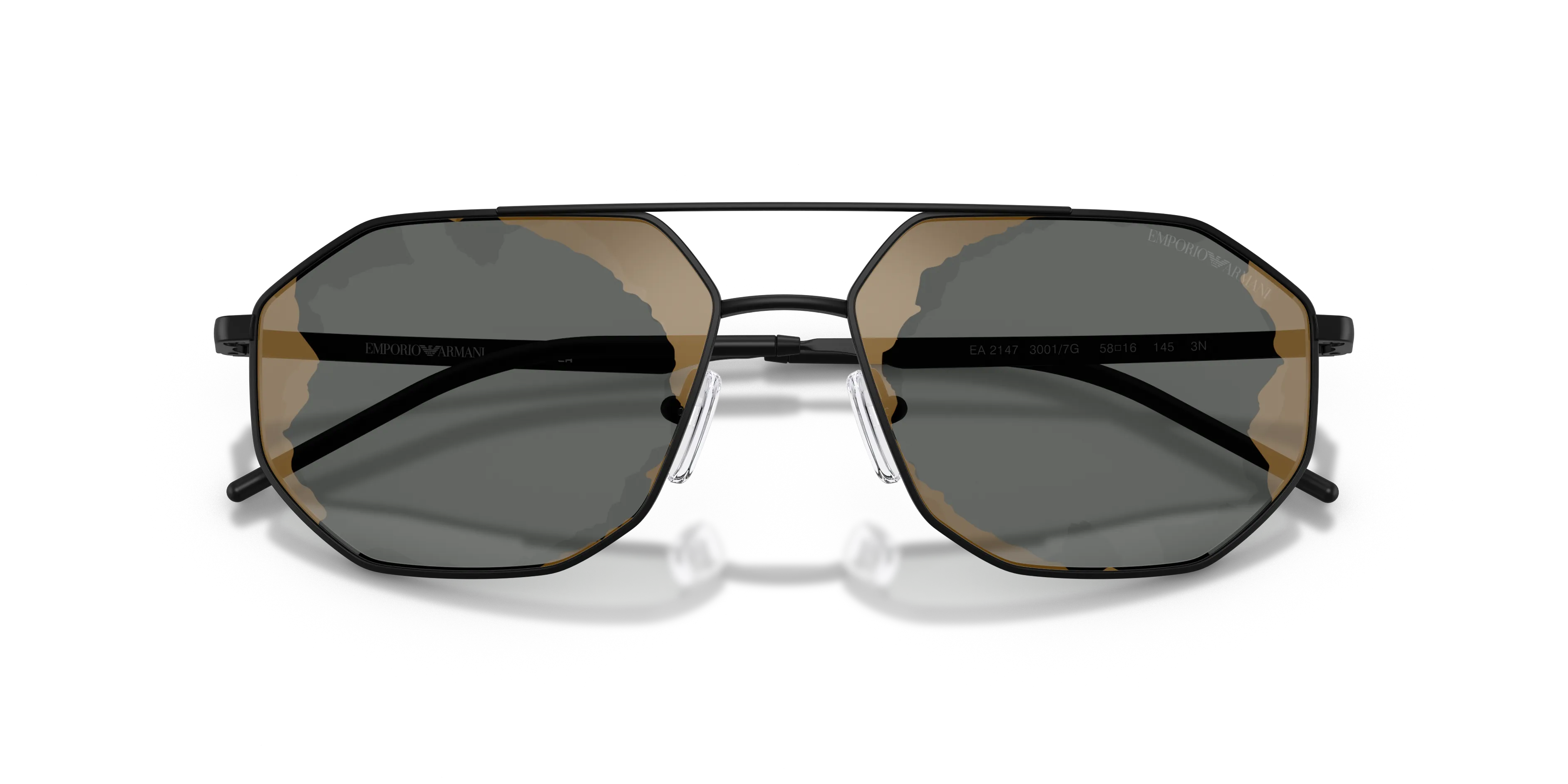 Emporio Armani EA2147 30017G Occhiali da sole Metallo Nero Nero Geometrica Normale Specchiato - immagine 2