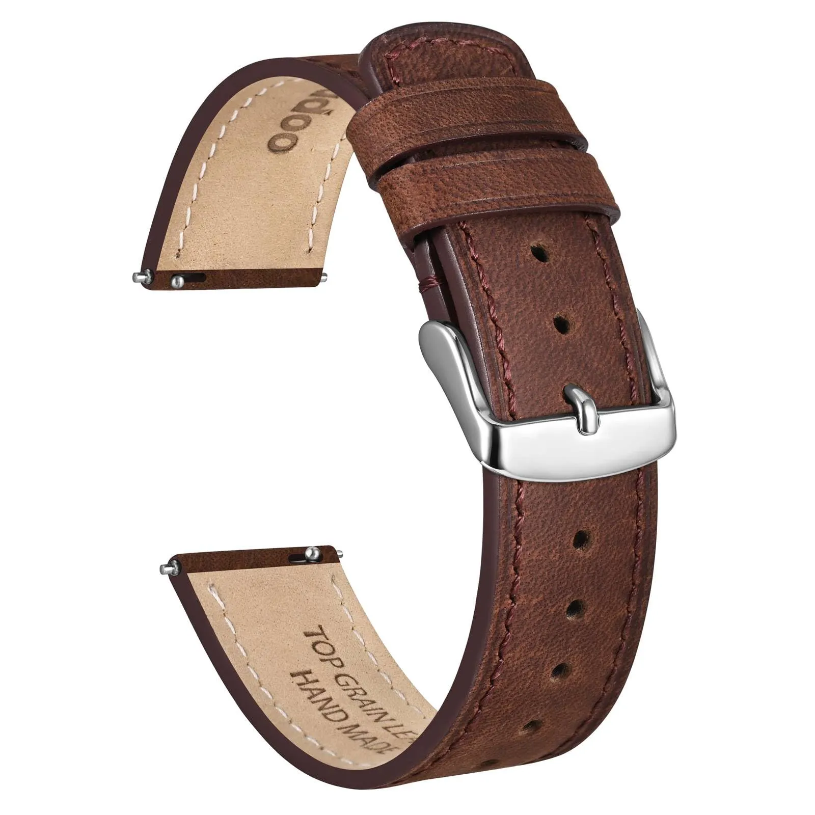 Ayadoo 18mm marrone scuro genuino cinturino in pelle, rilasciare rapidamente primavera Bar Band per le donne uomini - immagine 1