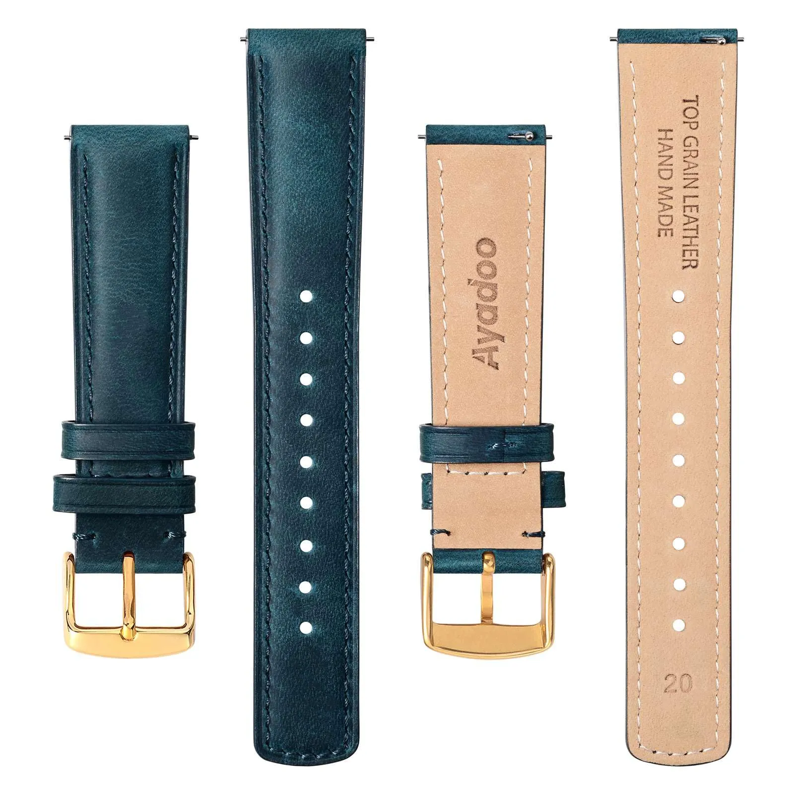 Ayadoo 22mm blu genuino cinturino in pelle, rilasciare rapidamente primavera Bar Band per le donne uomini - immagine 5