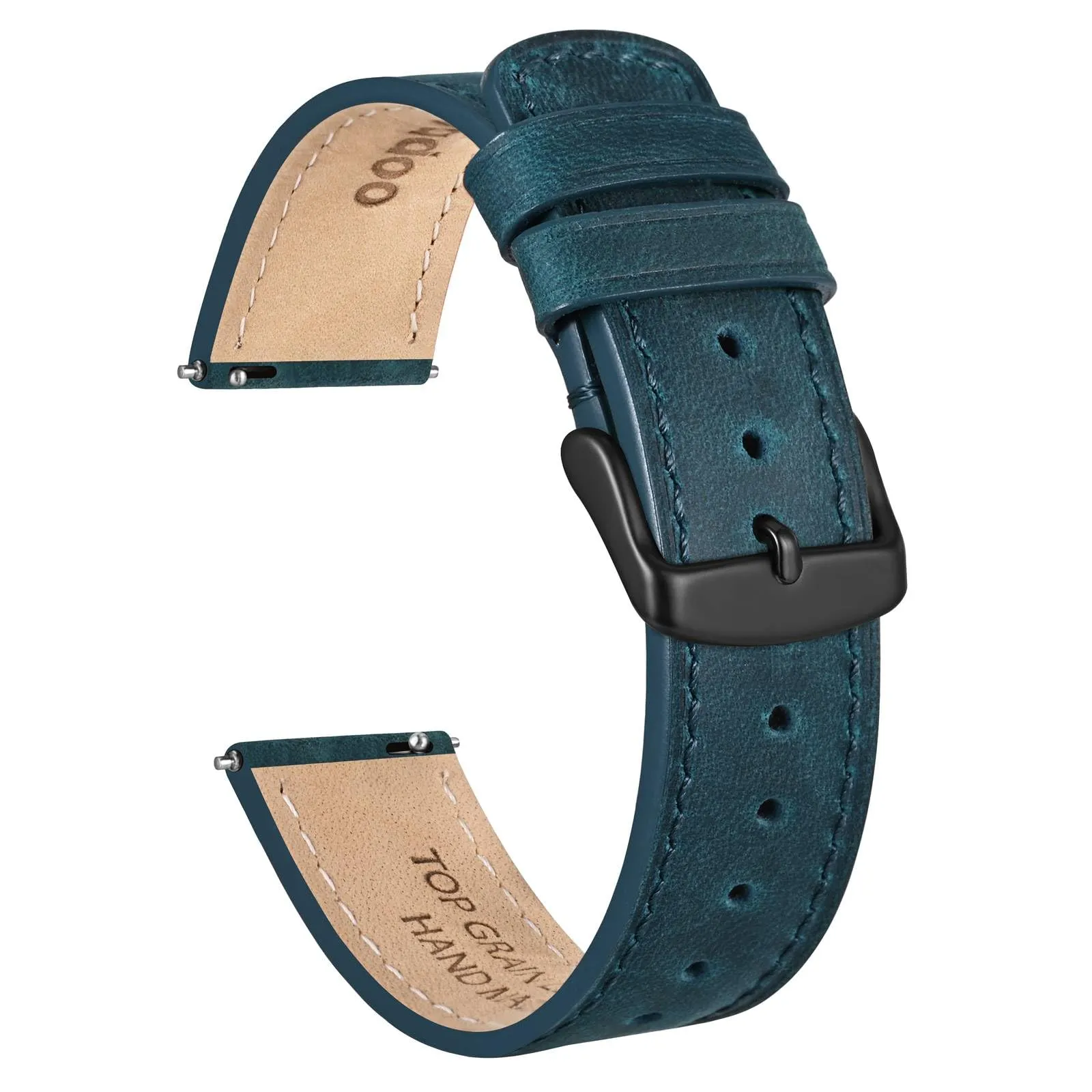Ayadoo 22mm blu genuino cinturino in pelle, rilasciare rapidamente primavera Bar Band per le donne uomini - immagine 1