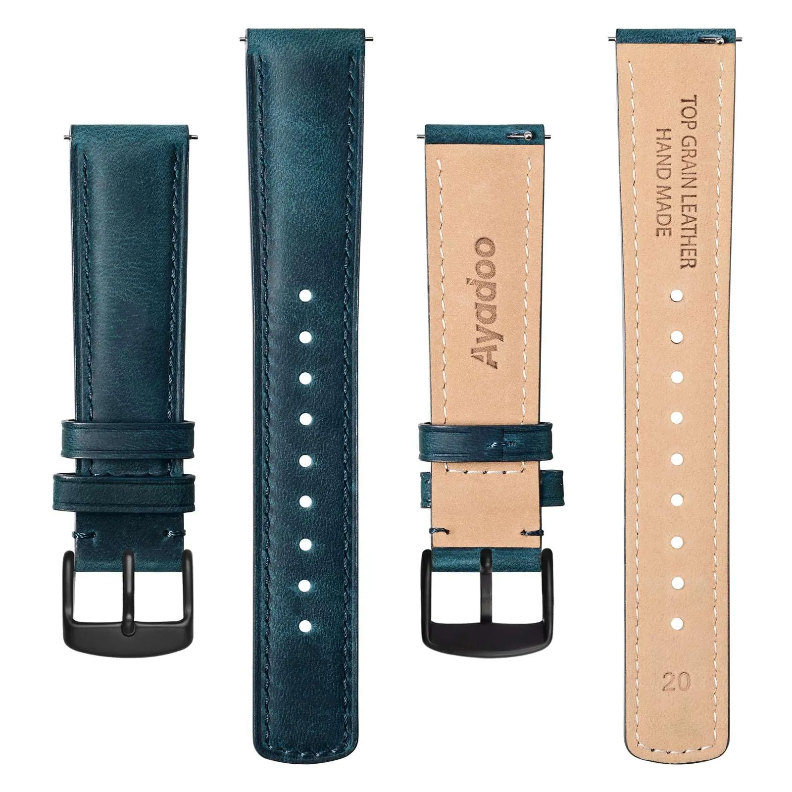 Ayadoo 22mm blu genuino cinturino in pelle, rilasciare rapidamente primavera Bar Band per le donne uomini - immagine 5